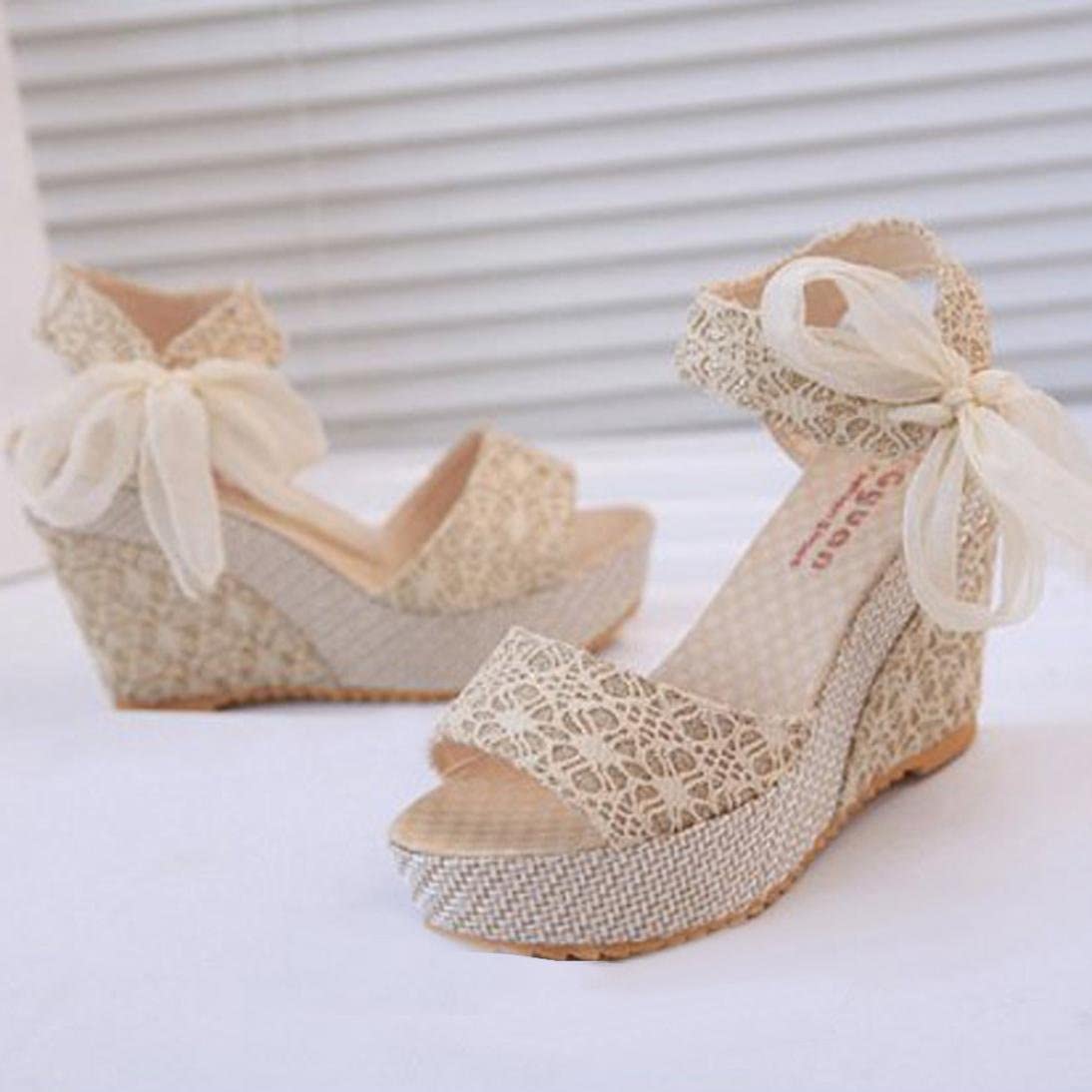 Zhouyf Women's Wedge Sandals with Butterfly Ankle Strap - Open Toe Platform Dressy Sandals for Summer | Perfect for Beach, Vacation, and Casual Outings