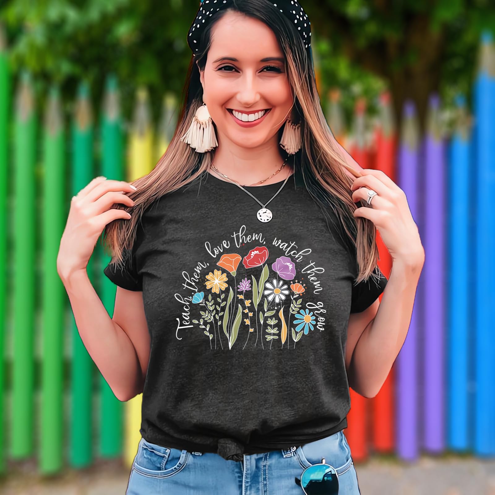 Funny Inspirational Teacher T-Shirt for Women - Floral Graphic Tee with Special Education Quotes - Comfortable Short Sleeve Casual Top for Teachers Day, Classroom & School Events