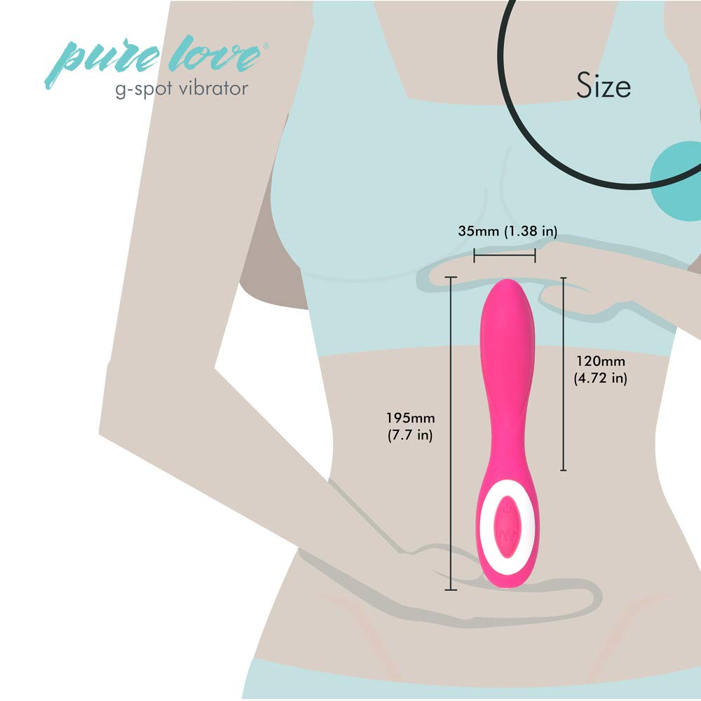 Pure Love G-Spot Silicone Vibrator - Rechargeable Waterproof Adult Sex Toy with 10 Vibration Modes for Women, Couples Play & Solo Pleasure (Pink)