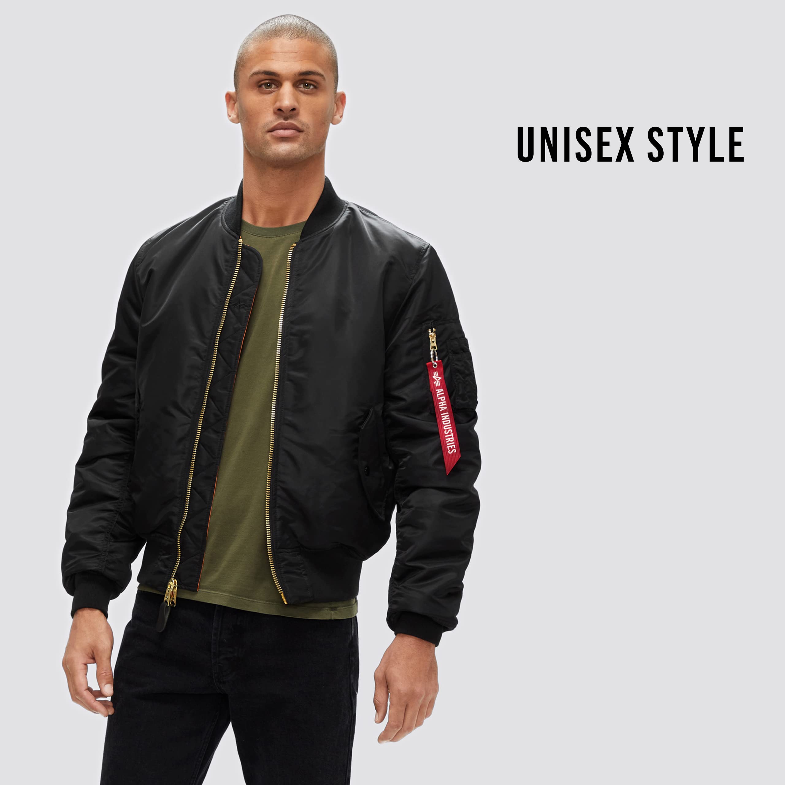 Alpha Industries MA-1 Slim Fit Bomber Jacket for Men - Military Flight Jacket, Lightweight Nylon Aviator Coat - Perfect for Casual Wear, Street Style & Outdoor Adventures