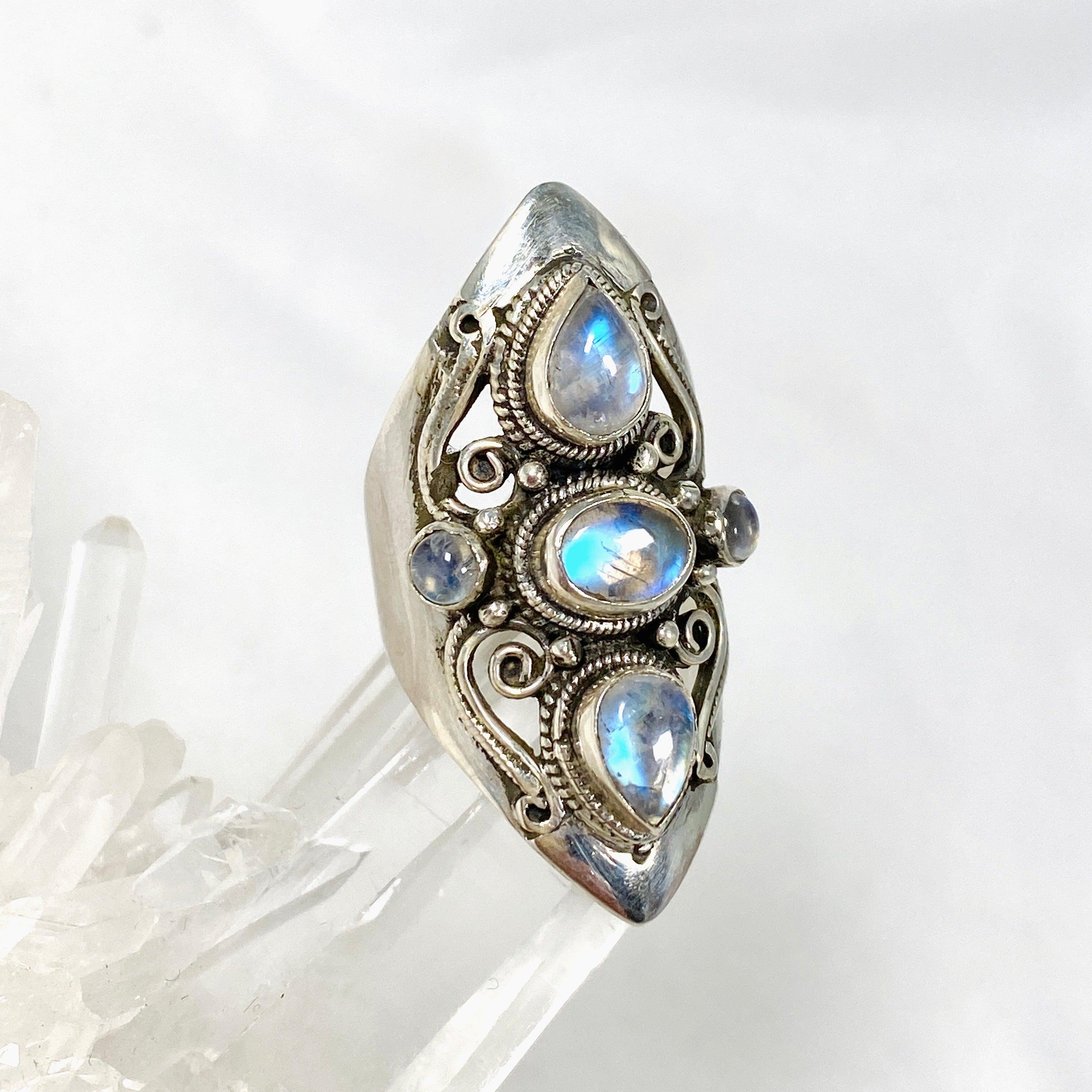 Boho Style Moonstone Multi Stone Ring for Women - Size 7.5 (R4068) - Perfect for Festival, Wedding & Everyday Boho Jewelry