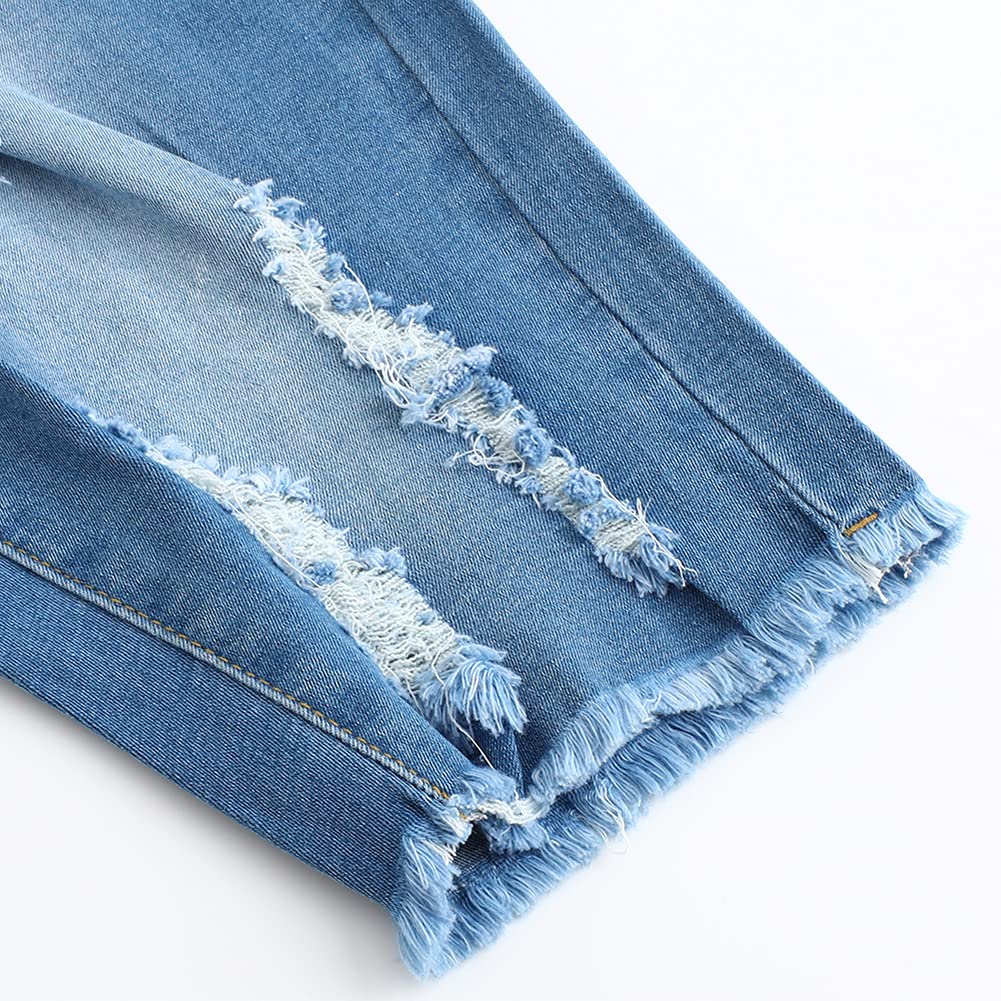 THUNDER STAR Women's Denim Bermuda Shorts - Mid Rise Distressed Jeans with Raw Hem | Casual Summer Outfit, Beach Wear & Street Style Fashion