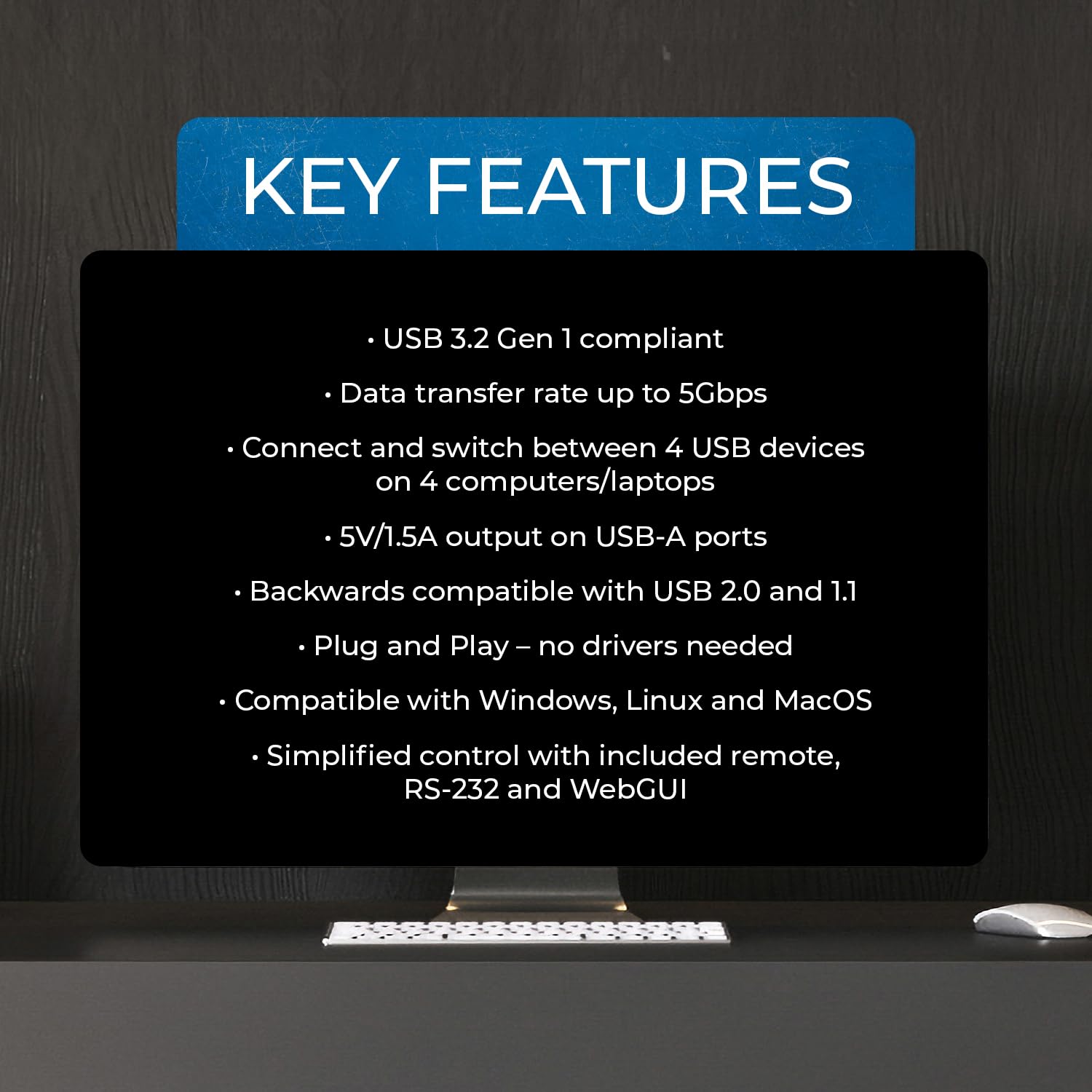 OREI USB 3.0 4x4 Matrix Peripheral Sharing Switch - Connect 4 USB Devices to 4 Computers for PC, Printer, Scanner, Mouse & Keyboard Sharing - Ideal for Office, Home & Multi-Monitor Workstations - IP/Remote Control Supported