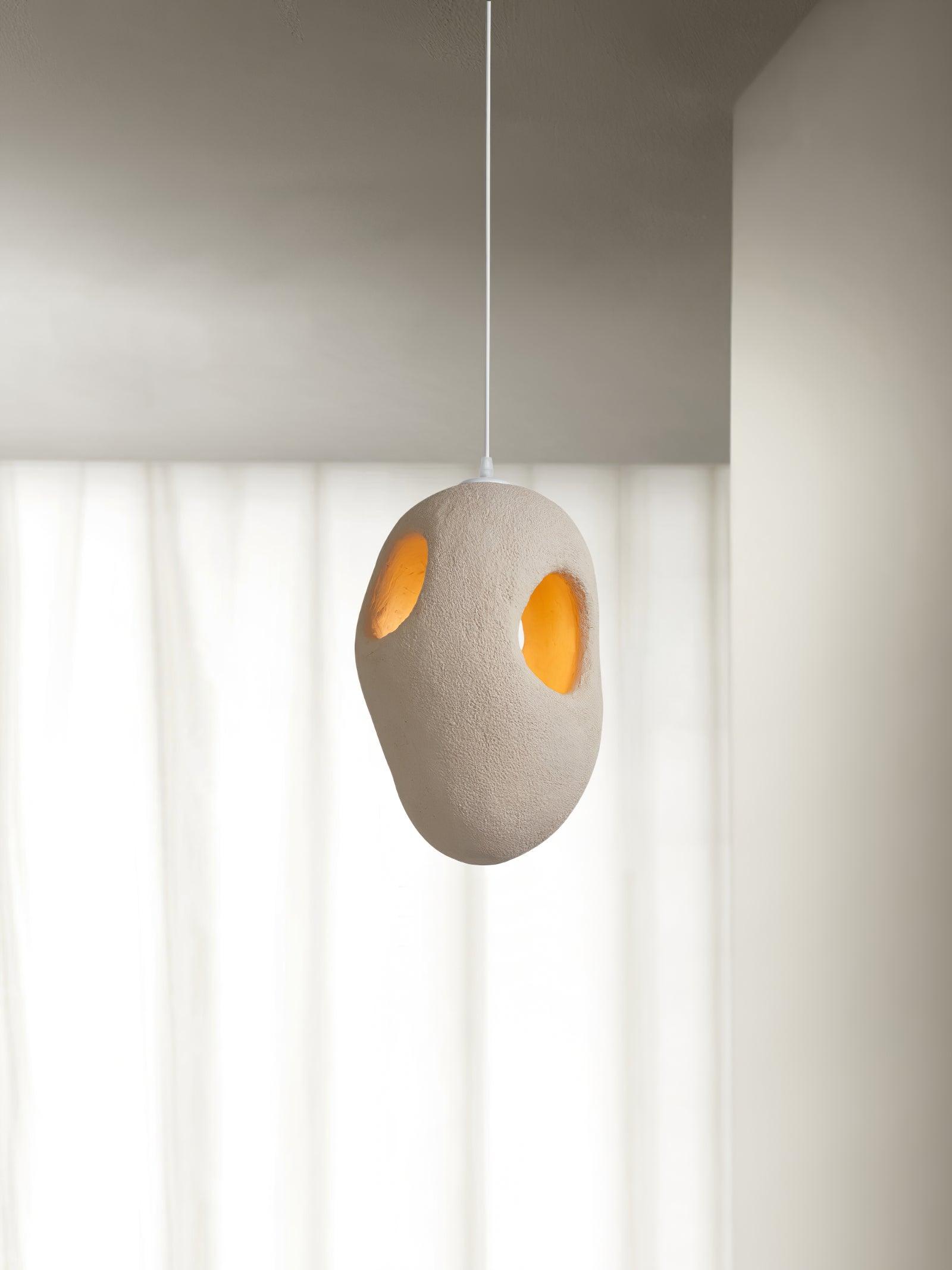 Handmade White Pendant Light - Modern Glass Hanging Lamp for Kitchen Island, Dining Room & Bedroom Lighting