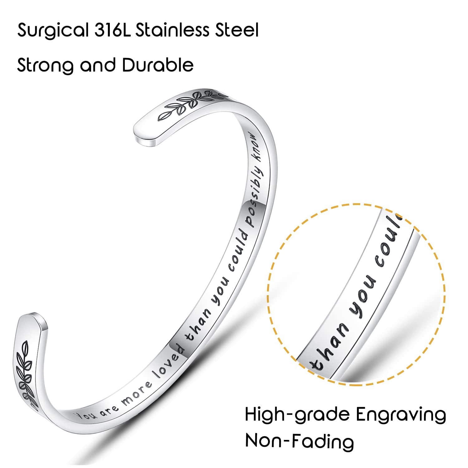 Personalized Cuff Bracelets for Women & Teen Girls - Best Friend, Sister, Mom, Daughter, Granddaughter, Cousin - Custom Birthday, Mother's Day, Christmas, Easter Jewelry Gifts - Perfect for Parties, Weddings & Everyday Wear