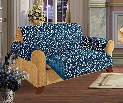 Navy Leaf Print