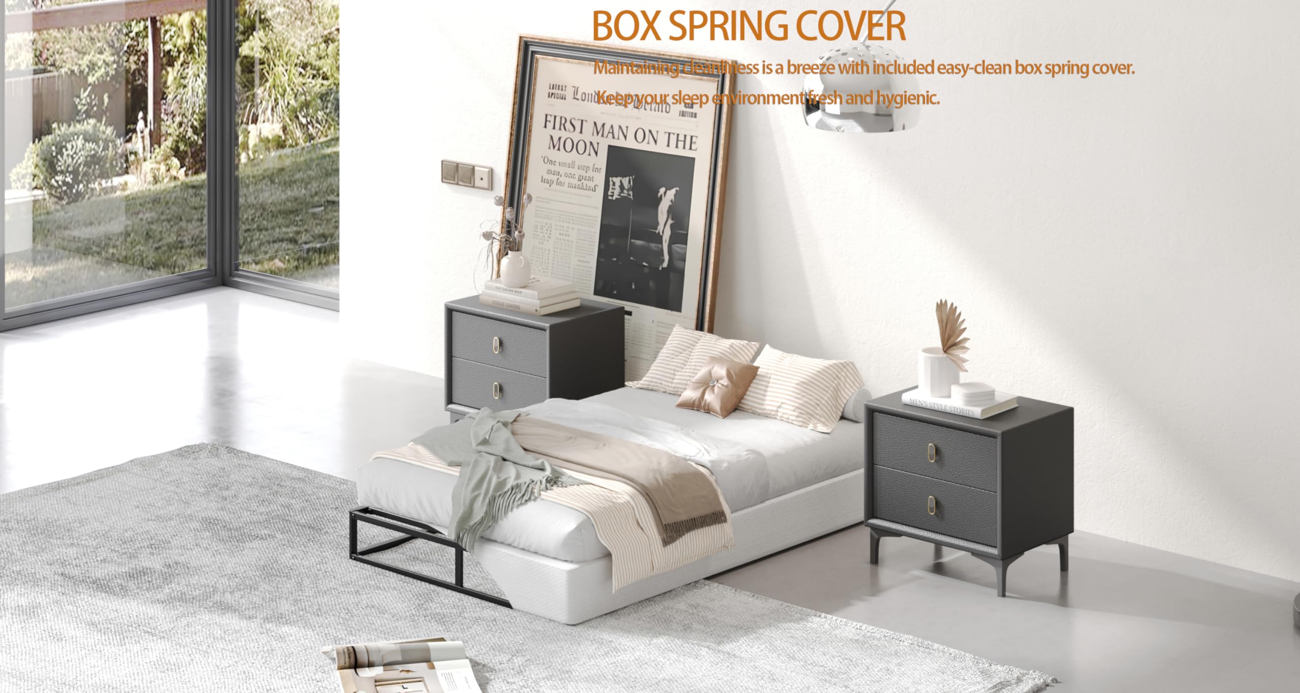 5 Inch Twin Box Spring - Heavy Duty Metal Frame with Fabric Cover, Easy Assembly Mattress Foundation Supports Up to 2500lbs - Perfect for Guest Beds, Dorm Rooms & Small Bedrooms