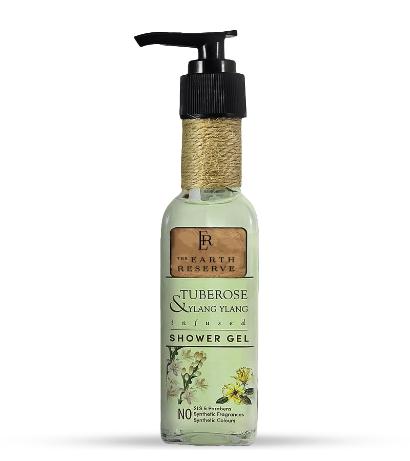**Earth Reserve Tuberose & Ylang Ylang Shower Gel – SLS, SLES & Paraben Free, Handcrafted with Pure Essential Oils – Gentle & Mild Cleansing (100ml) – Luxurious Aromatherapy for Relaxing Bath & Spa Experience**