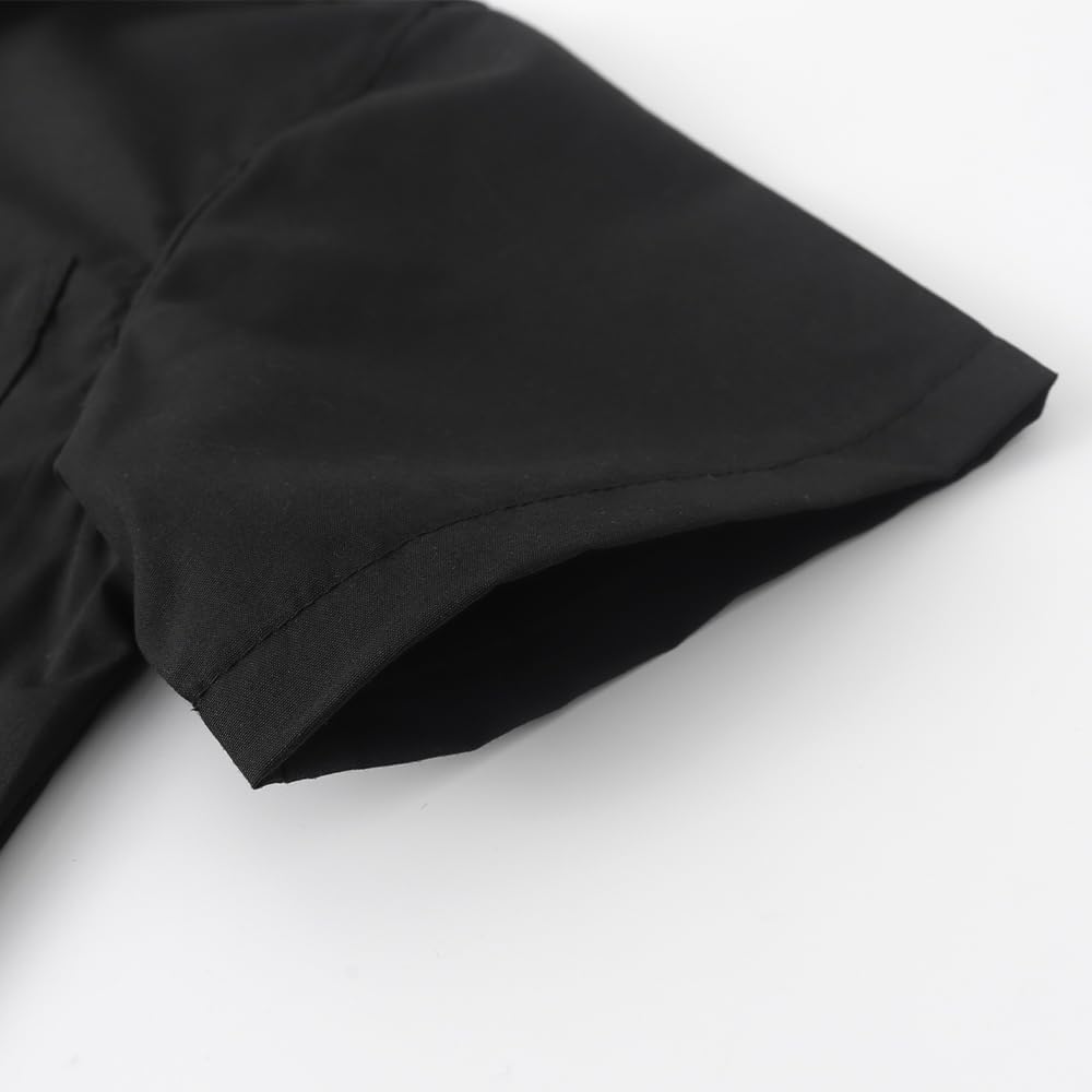 Spring&Gege Boys' Short Sleeve Dress Shirts - Formal Uniform Poplin Solid Button Down Shirt for School, Church & Special Occasions