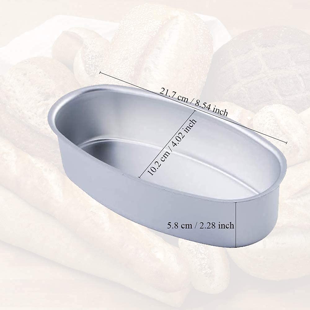 2Pcs 8-Inch Oval Non-Stick Aluminum Cheesecake & Bread Loaf Pans - Baking Molds for Oven, Instant Pot, Home Kitchen - Perfect for Cheesecakes, Banana Bread & Homemade Desserts