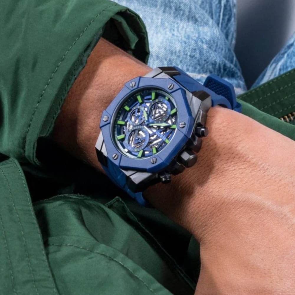 GUESS Men's 47mm Stainless Steel Chronograph Watch with Date Window - Waterproof Casual & Dress Watch for Business, Outdoor, and Everyday Wear