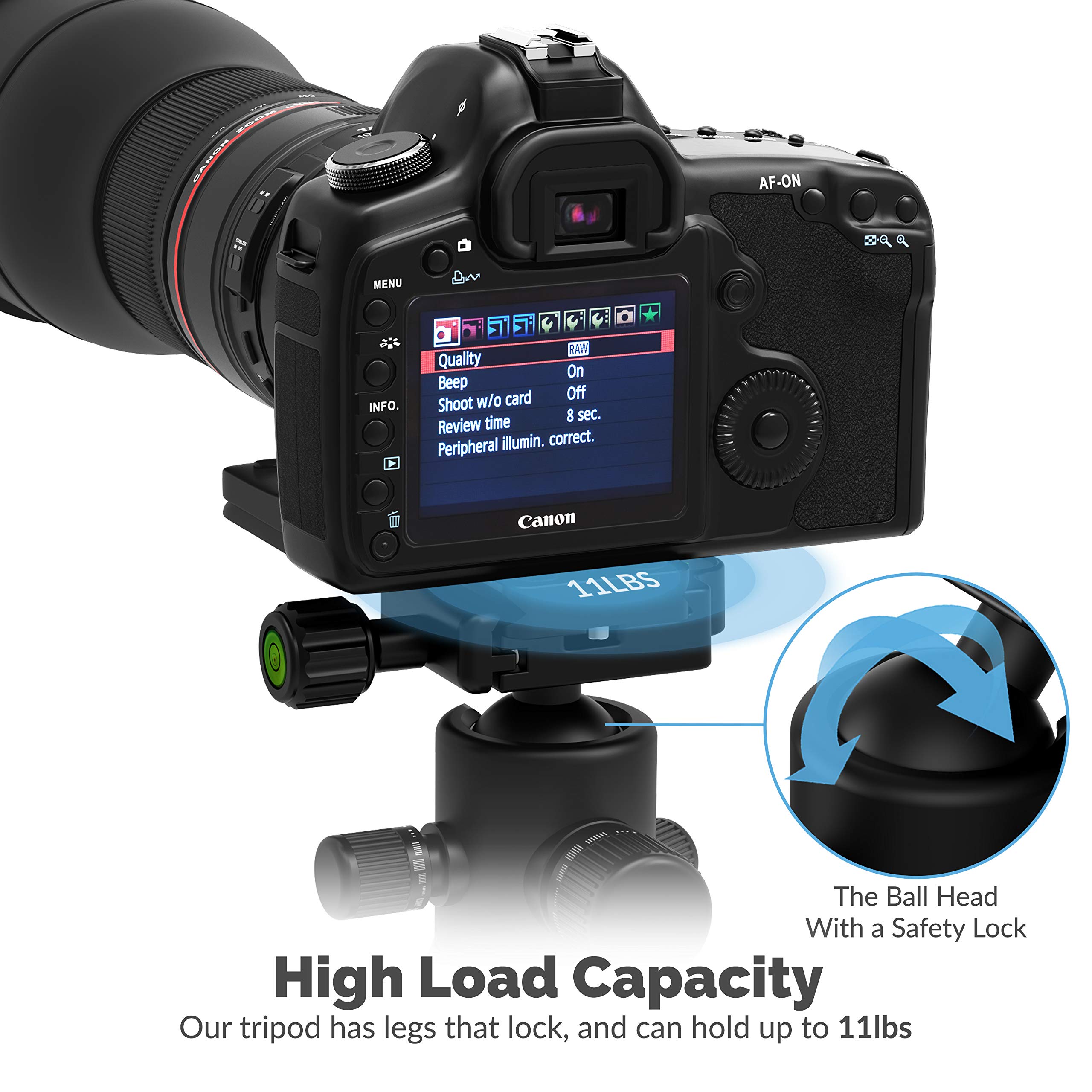 SABRENT 62-Inch Lightweight Carbon Fiber Tripod with 360° Ball Head & Quick Release Plate - Professional Camera Tripod for DSLR, Mirrorless, Video Cameras (TP-CF62) - Perfect for Travel, Vlogging, Photography & Outdoor Shooting