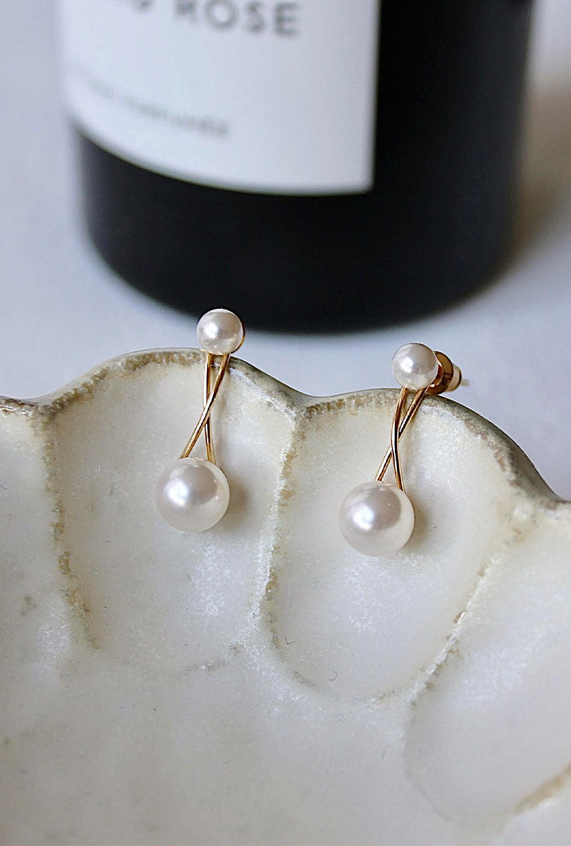Entwine Double Pearl Earrings - Elegant Sterling Silver Jewelry for Women | Perfect for Weddings, Parties & Special Occasions