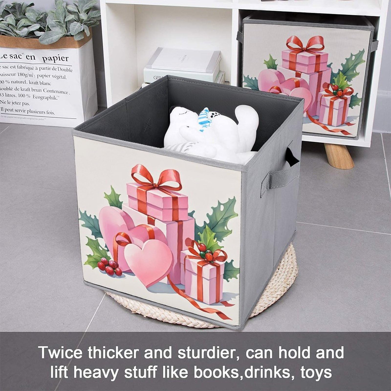 6-Piece Foldable Storage Bins with Handles - Large Capacity Printed Storage Boxes & Organizer Cubes for Playroom, Office, Home | Perfect for Toys, Books, Clothes & Home Organization