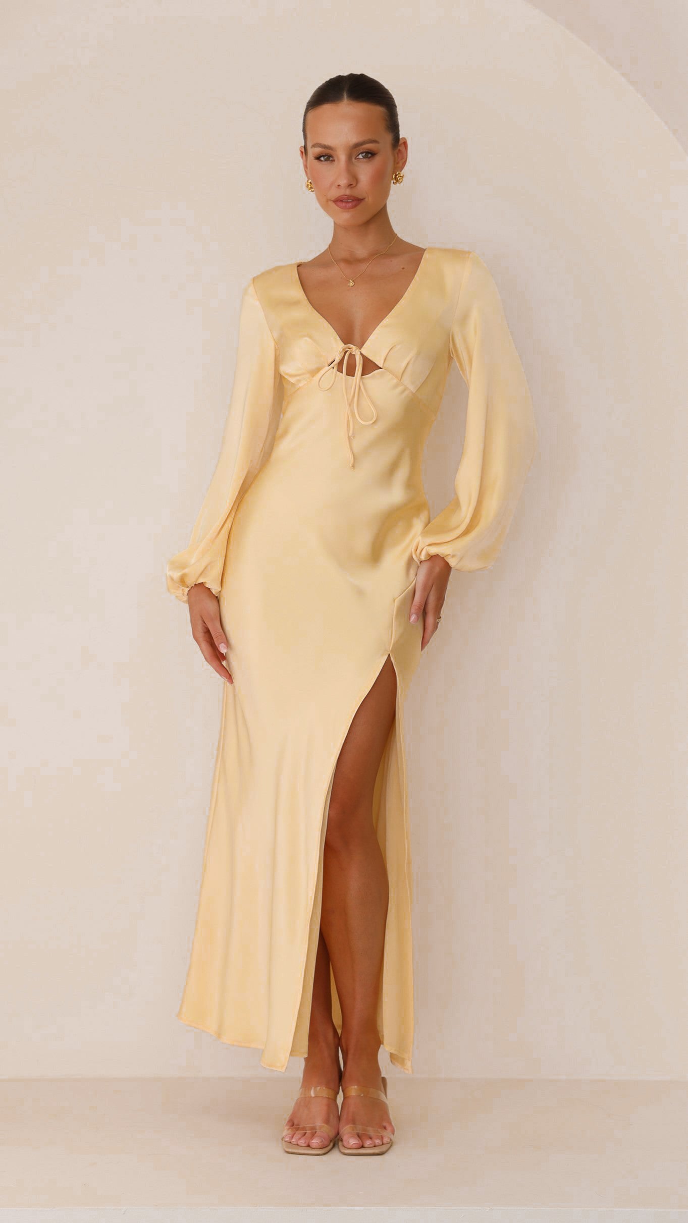 Brigitte Maxi Dress in Yellow - Elegant Flowy Summer Dress for Women | Perfect for Beach, Vacation & Casual Outings