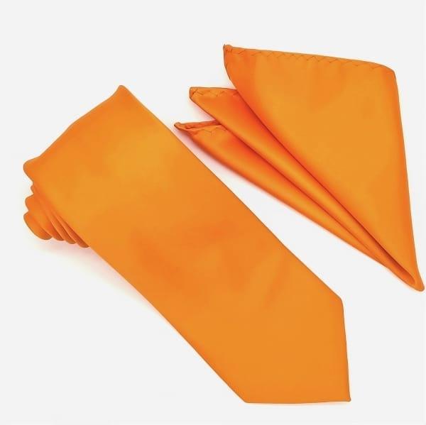 Stylish Orange Tie and Pocket Square Set for Men - Perfect for Weddings, Prom, and Formal Events