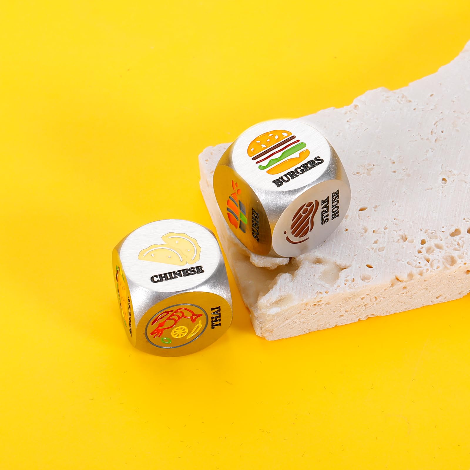 Valentine's Day Gifts for Couples - 2PCS Romantic Food Dice Game for Date Night, Anniversary, Engagement - Fun Stocking Stuffers for Christmas, Birthday Gifts for Him & Her - Perfect for Foodie Couples & Wedding Celebrations (Ideal for Romantic Dinners, Game Nights & Special Occasions)