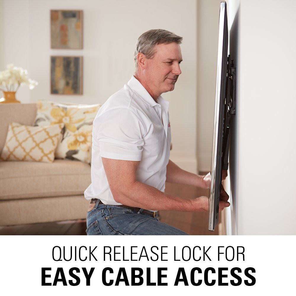 Universal Low Profile Fixed TV Wall Mount Bracket with In-Wall Power Cable Management Kit - SANUS - Perfect for Living Rooms, Bedrooms & Home Theaters (Fits Most 37-90