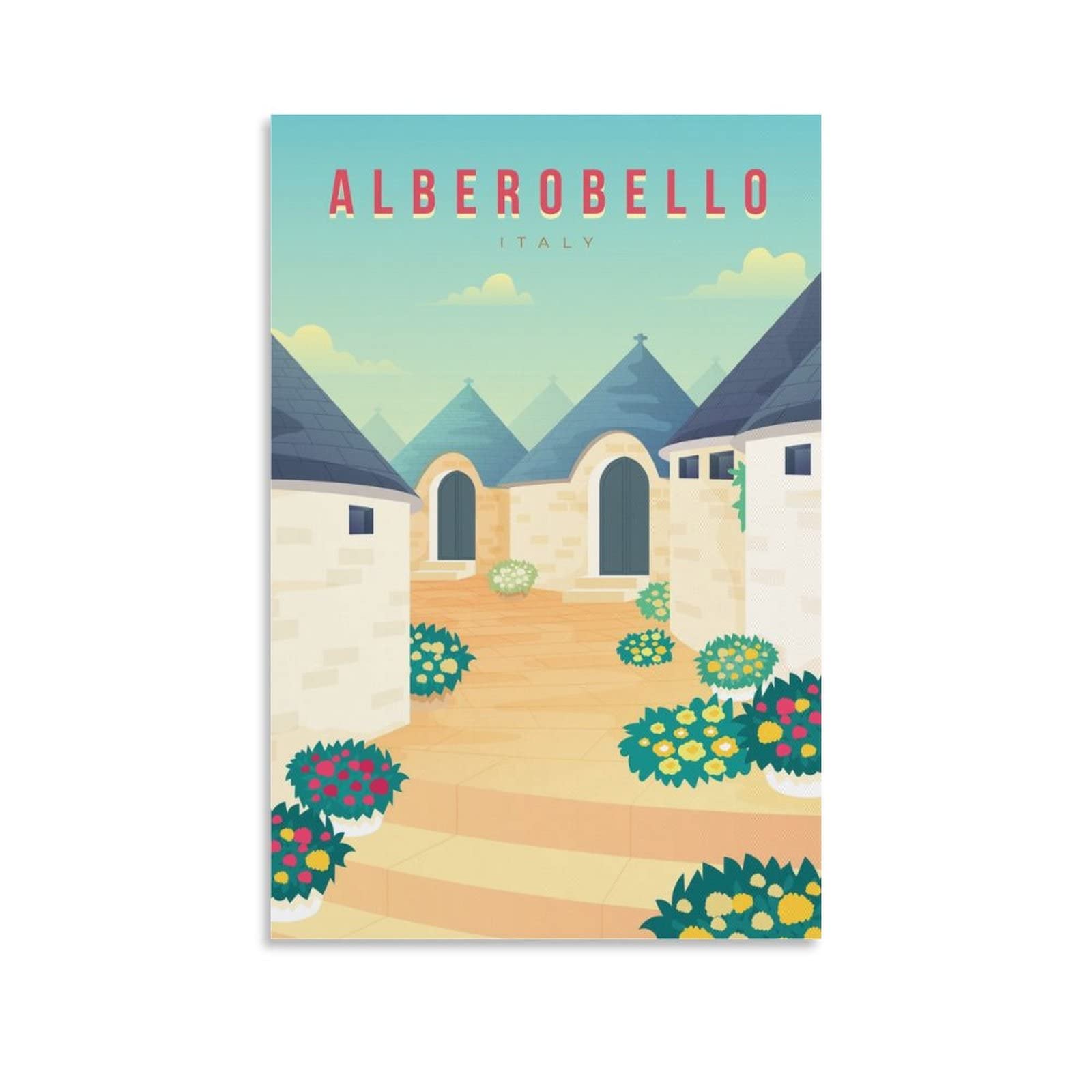 Vintage Alberobello Italy Travel Posters - Trullo Prints Canvas Wall Art for Living Room, Bedroom, Office & Home Decor - Perfect for Travel Lovers & Italian Style Interior Design
