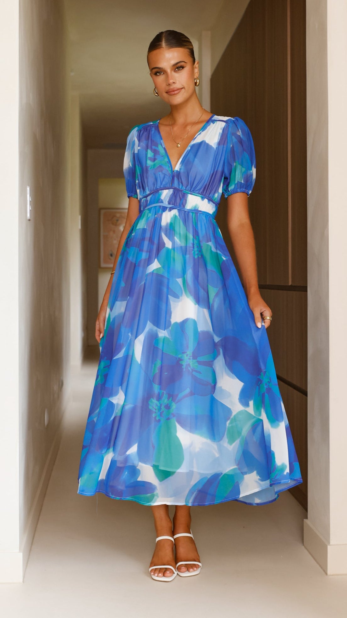 Ilah Maxi Dress for Women - Flowy Blue & Green Boho Summer Dress | Perfect for Beach, Vacation & Casual Outings