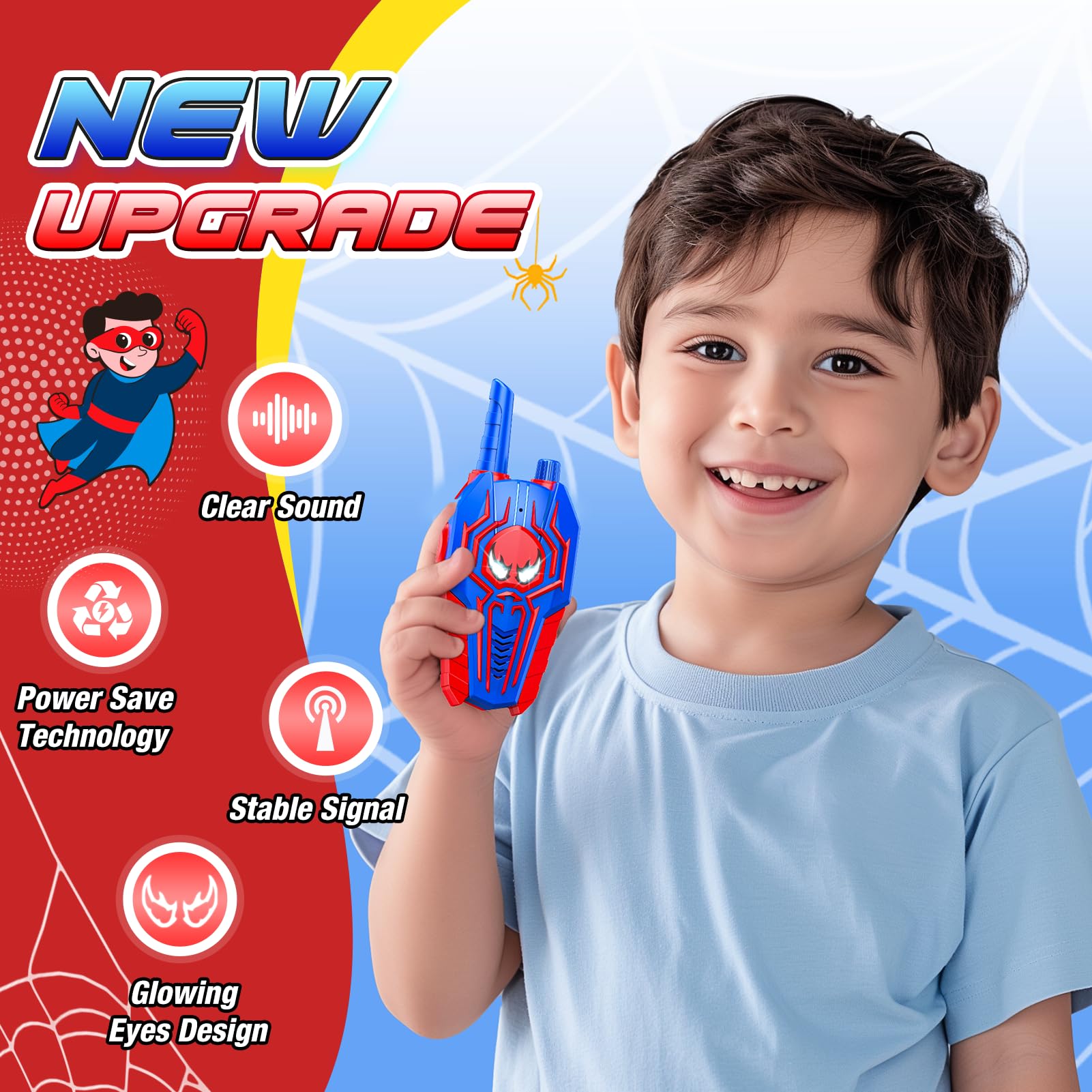 Exssary Kids Walkie Talkies 2 Pack - Best Outdoor Toys for Boys & Girls Ages 3-8 | Birthday Gifts, Camping & Backyard Adventure Games for Children | Long Range Communication Device for Siblings & Friends