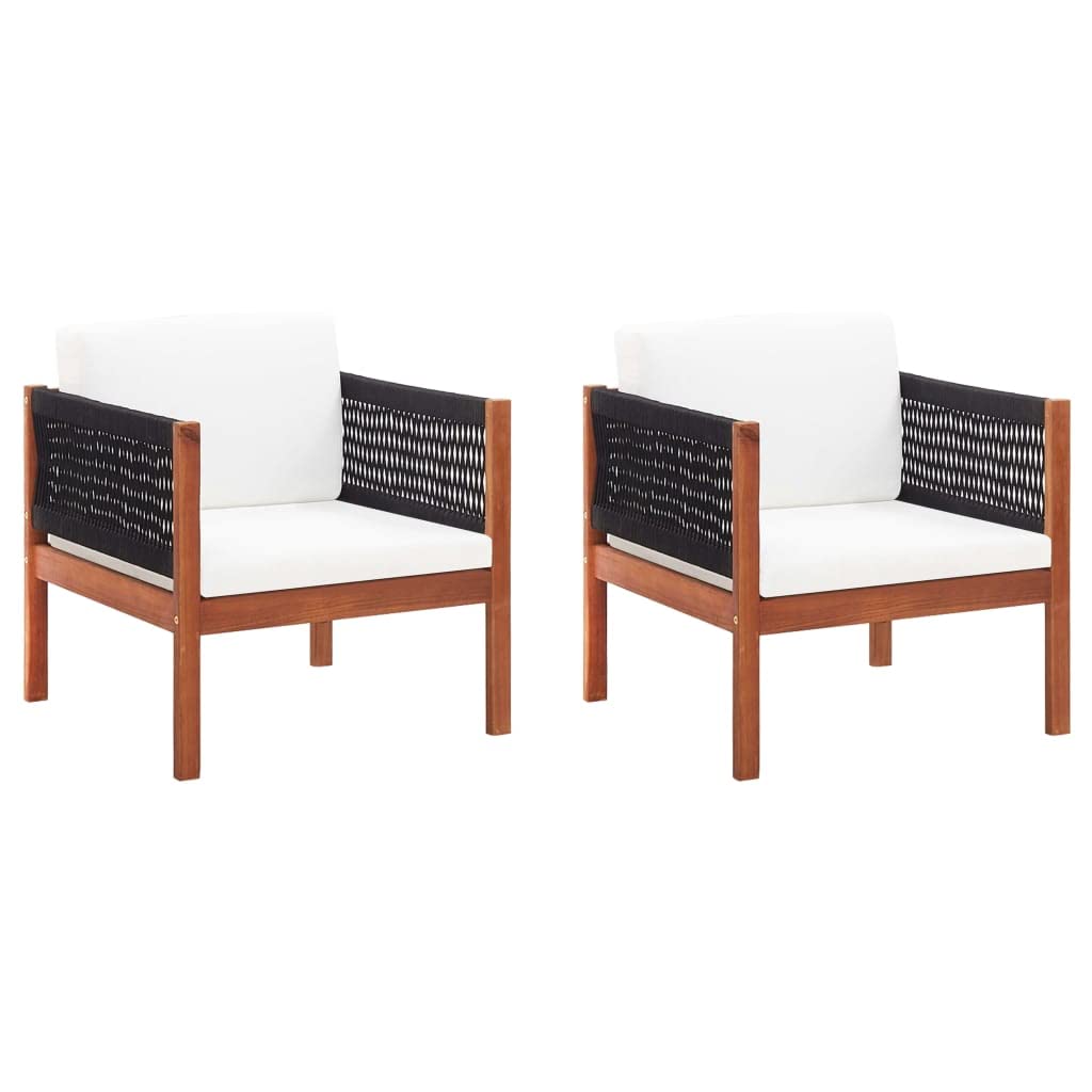 vidaXL 2-Piece Acacia Wood Patio Chairs Set with Rope Design & Cushion - Durable Outdoor Furniture for Garden, Deck, Poolside, and Backyard Relaxation