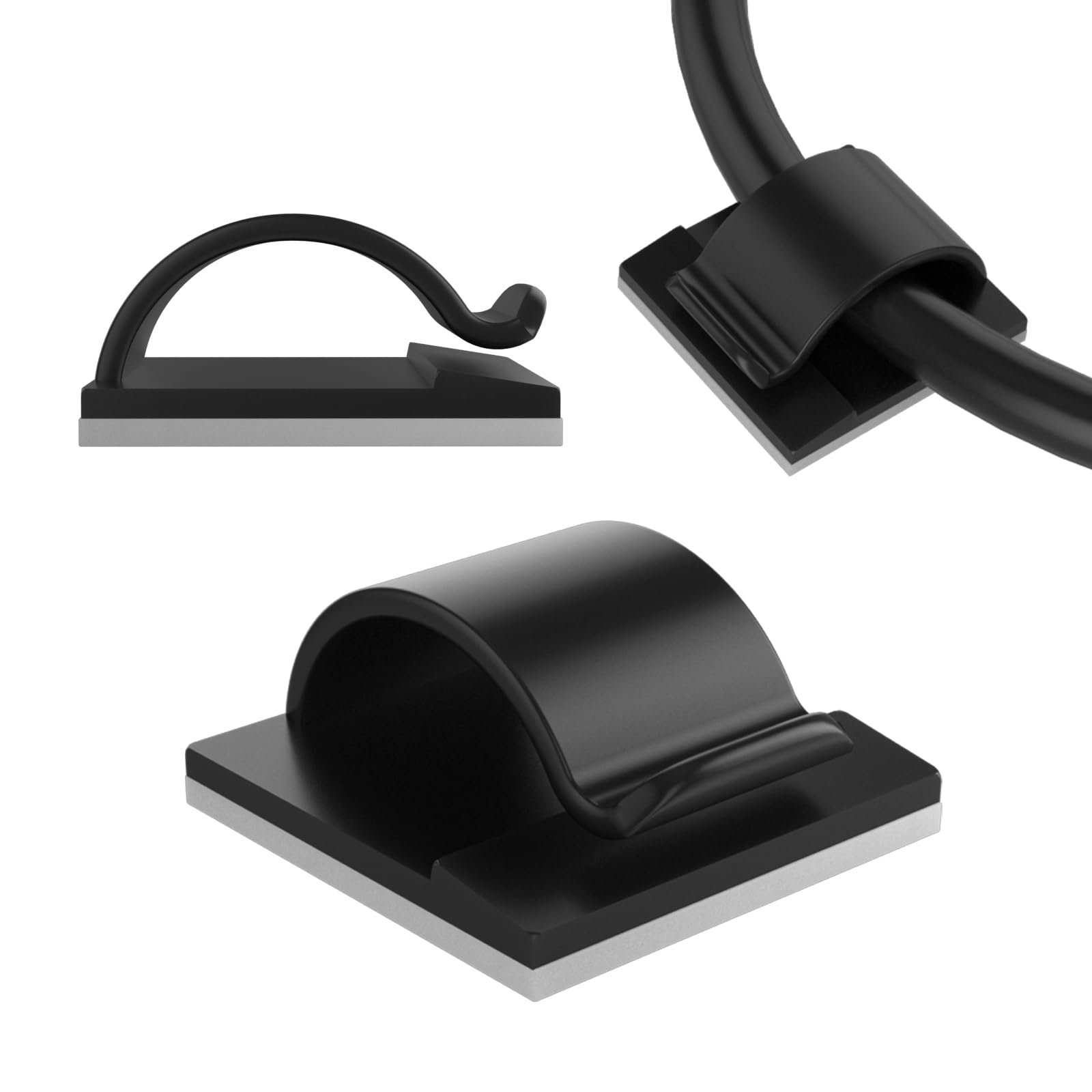 30 Pieces Adhesive Cable Clips - Wire Management Organizer for Desk, Car & Home - Self-Stick Cord Holders for TV, Computer, Office & Kitchen Organization