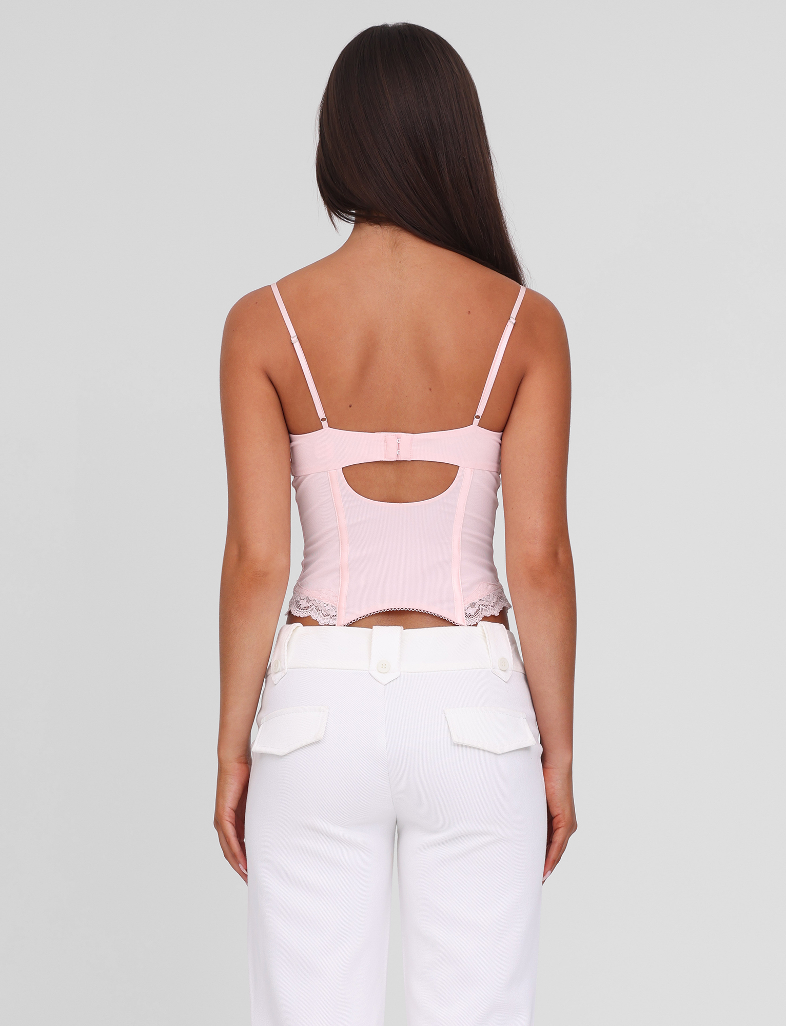 NILA Corset Top for Women - Soft Pink Lace Bustier Shirt | Elegant Fashion Blouse for Party, Date Night & Special Occasions