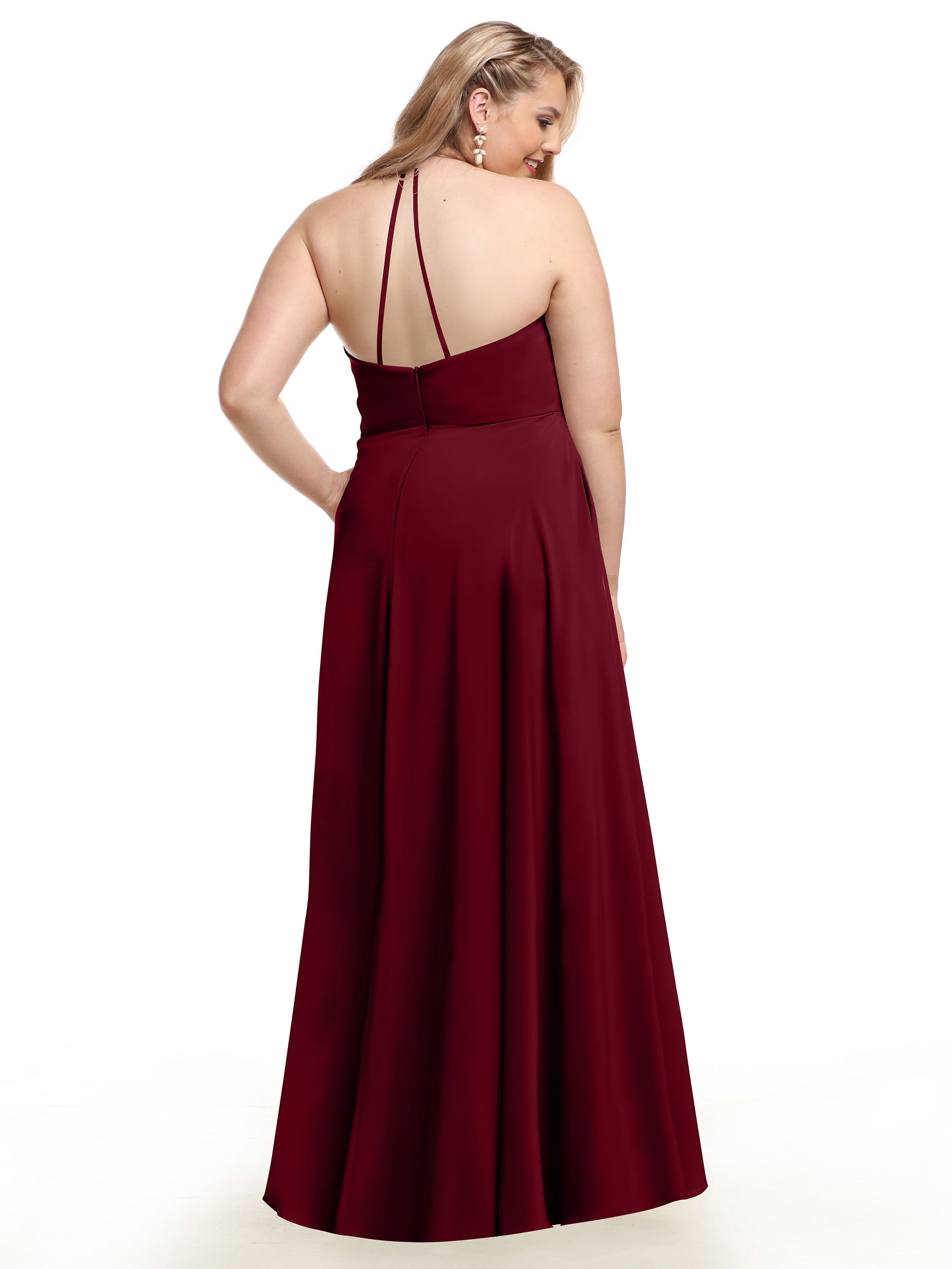 Elegant 80101 Stretch Chiffon A-Line Bridesmaid Dress with V-Neck & Pleats - Perfect for Weddings, Formal Events & Special Occasions