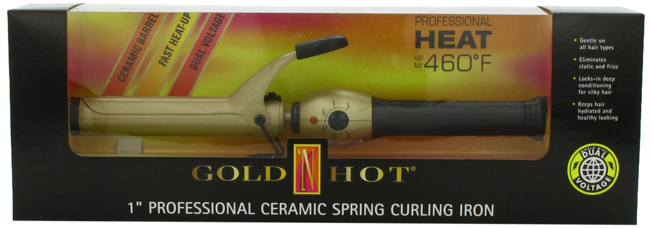 Gold 'N Hot Professional Ceramic Spring Curling Iron 1 Inch - Salon Quality Hair Curler for Long Lasting Waves & Curls - Perfect for Home Styling, Weddings & Special Occasions