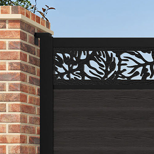 Classic Dark Oak Straight Top Driveway Gate with Botanic Design - Perfect for Home Security and Garden Decoration