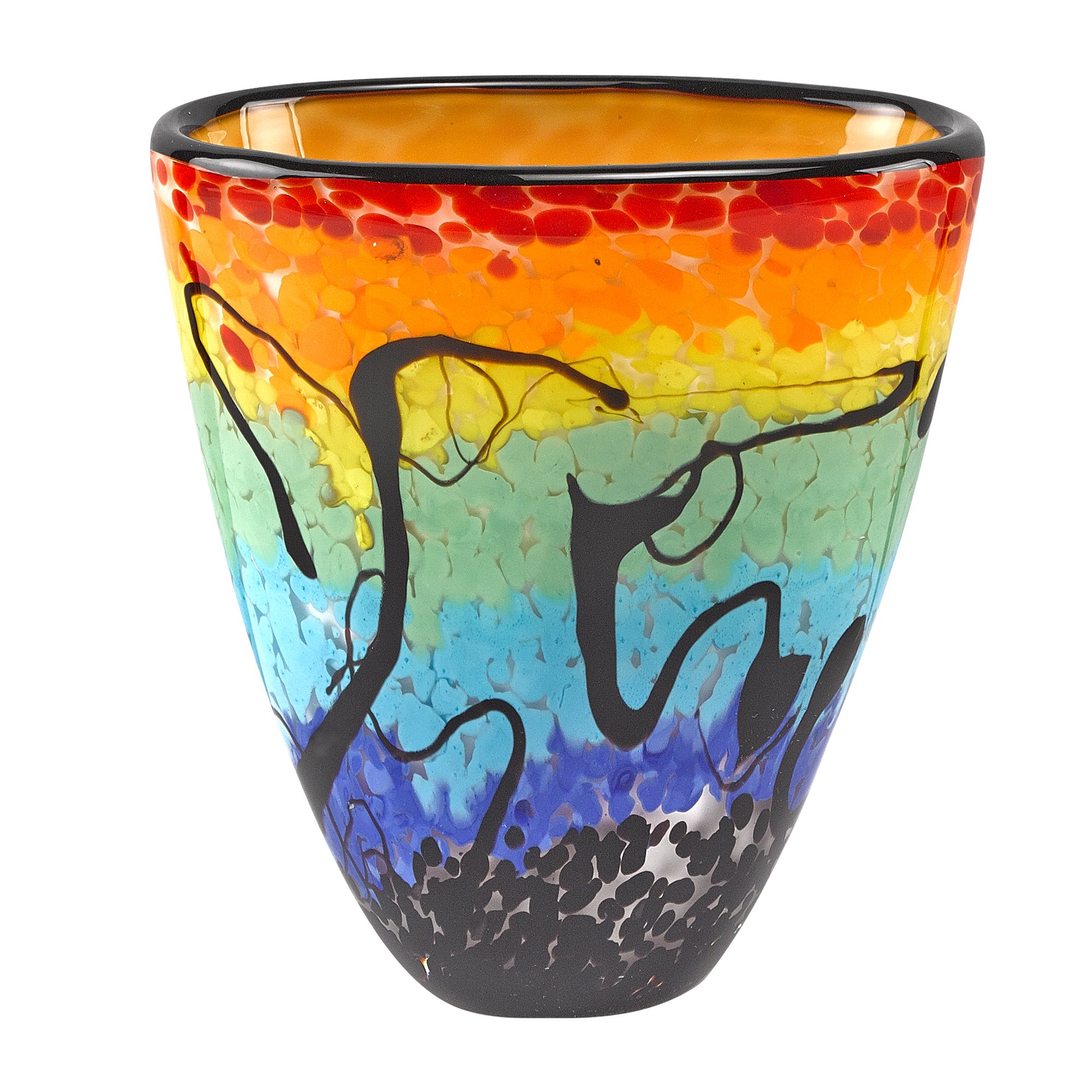 Badash Allura Murano-Style Glass Vase - 7 Inch Tall Handcrafted Mouth-Blown Oval Art Glass Vase for Home Decor - Elegant Centerpiece for Dining Table, Wedding Decor, and Living Room Accent