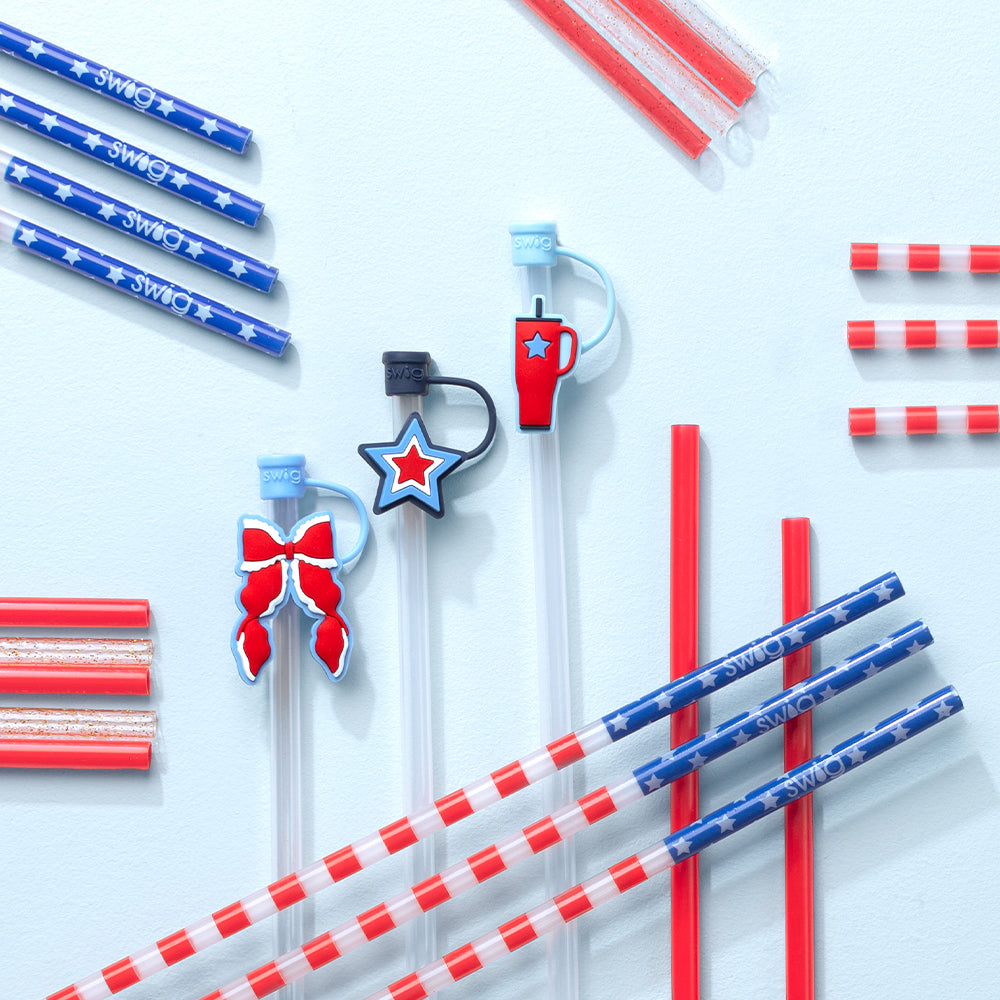 Miss Independence Straw Topper Set - Patriotic Drink Decorations for 4th of July, Summer BBQs & Pool Parties | Perfect for Red White & Blue Cocktails, Lemonade & Mocktails