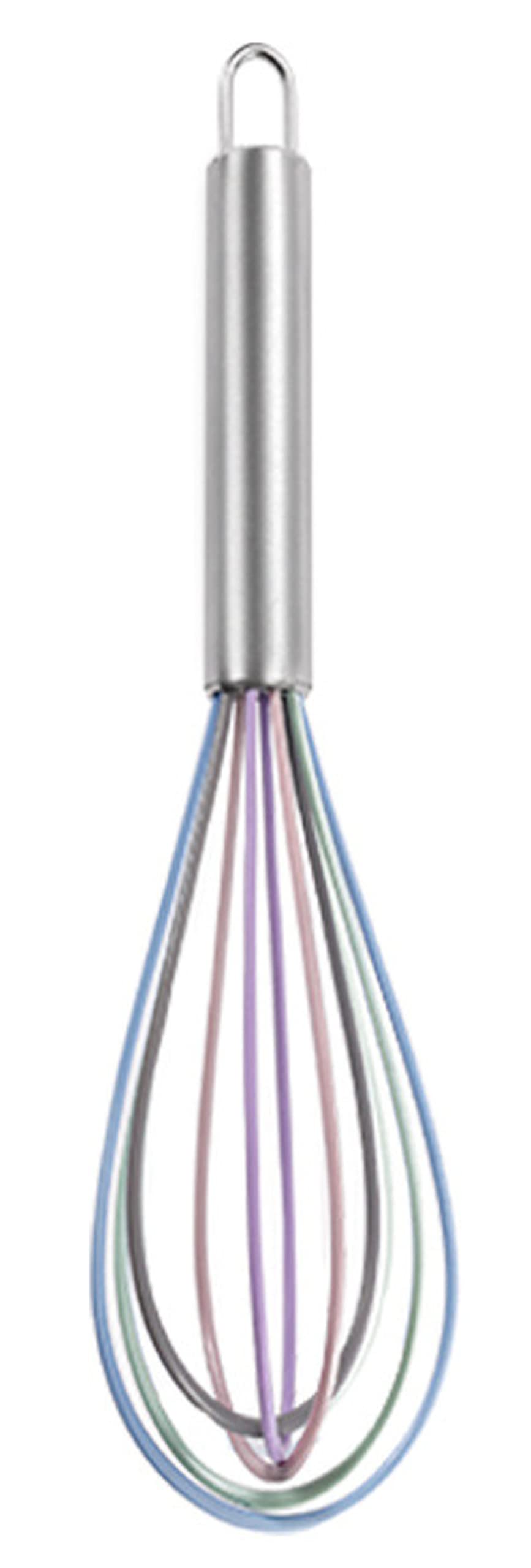 WISELADY 2-Pack Silicone Whisks with Stainless Steel Handle - Rotary Egg Beater for Baking, Cooking & Mixing - Durable Kitchen Utensils for Cake Batter, Sauces & Cream (Multicolor)