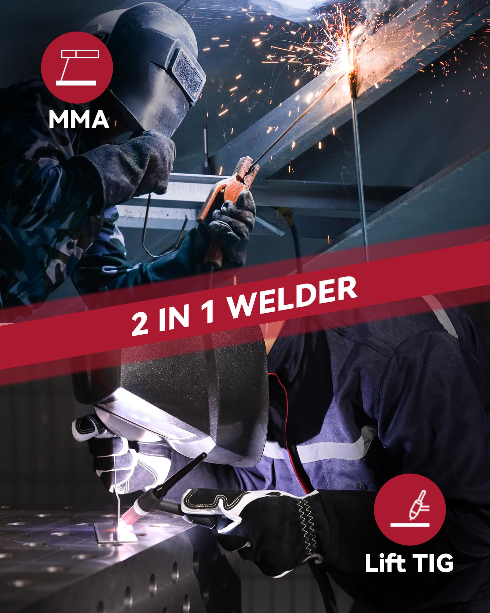 ARCCAPTAIN 110V/220V 160Amp IGBT Inverter Stick Welder - Portable MMA Welding Machine with Synergic Control, Large LED Display, Lift TIG, Hot Start, Arc Force & Anti-Stick - Ideal for Home DIY, Metal Fabrication, Auto Repair & Construction Projects