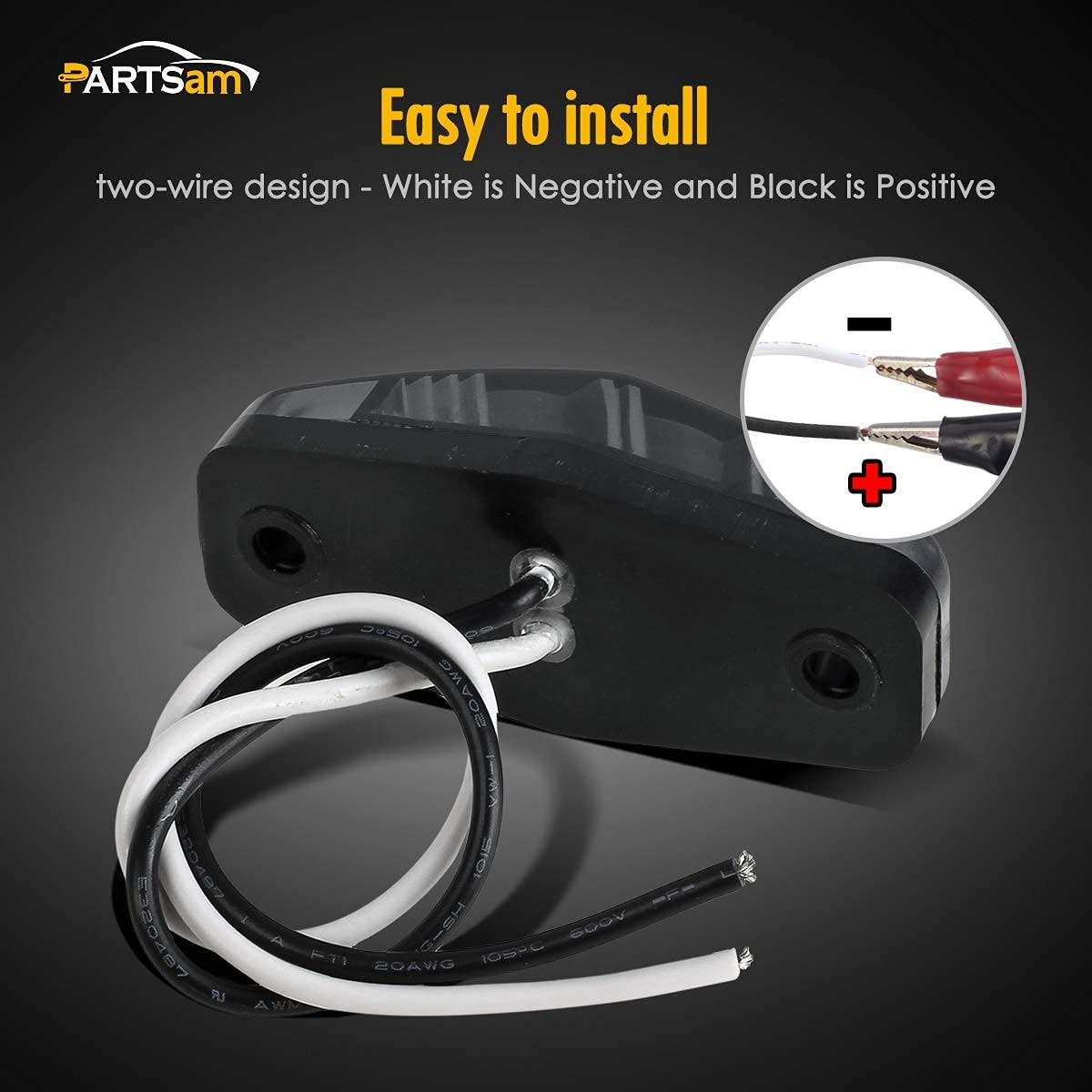 PARTSAM LED Trailer Lights Kit - 4 Amber & 2 Red Smoked 2.5