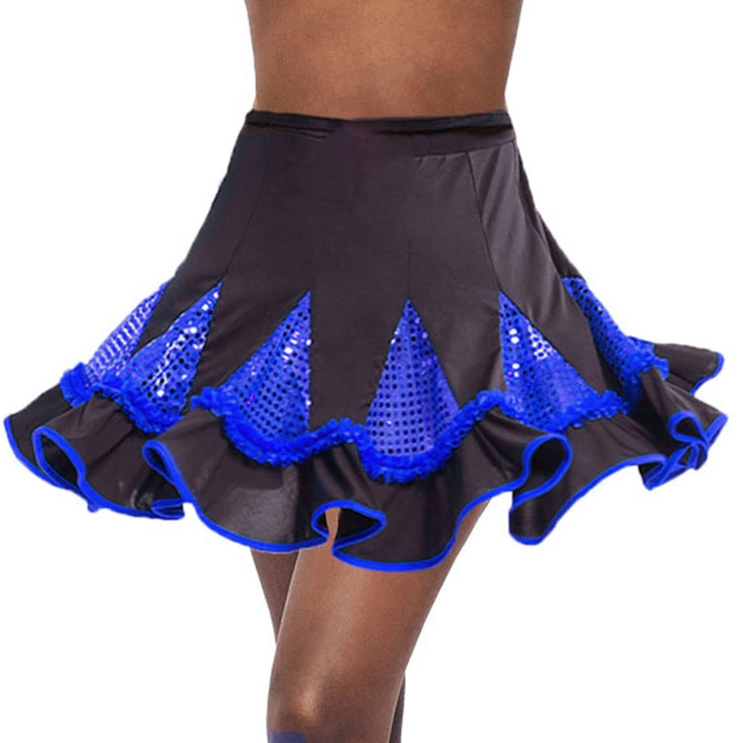 Victray Women's Latin Dance Skirt with Sequins - Ballroom Swing Skirt for Salsa, Tango, Rumba - Perfect for Dance Performances, Rave Parties & Costume Events