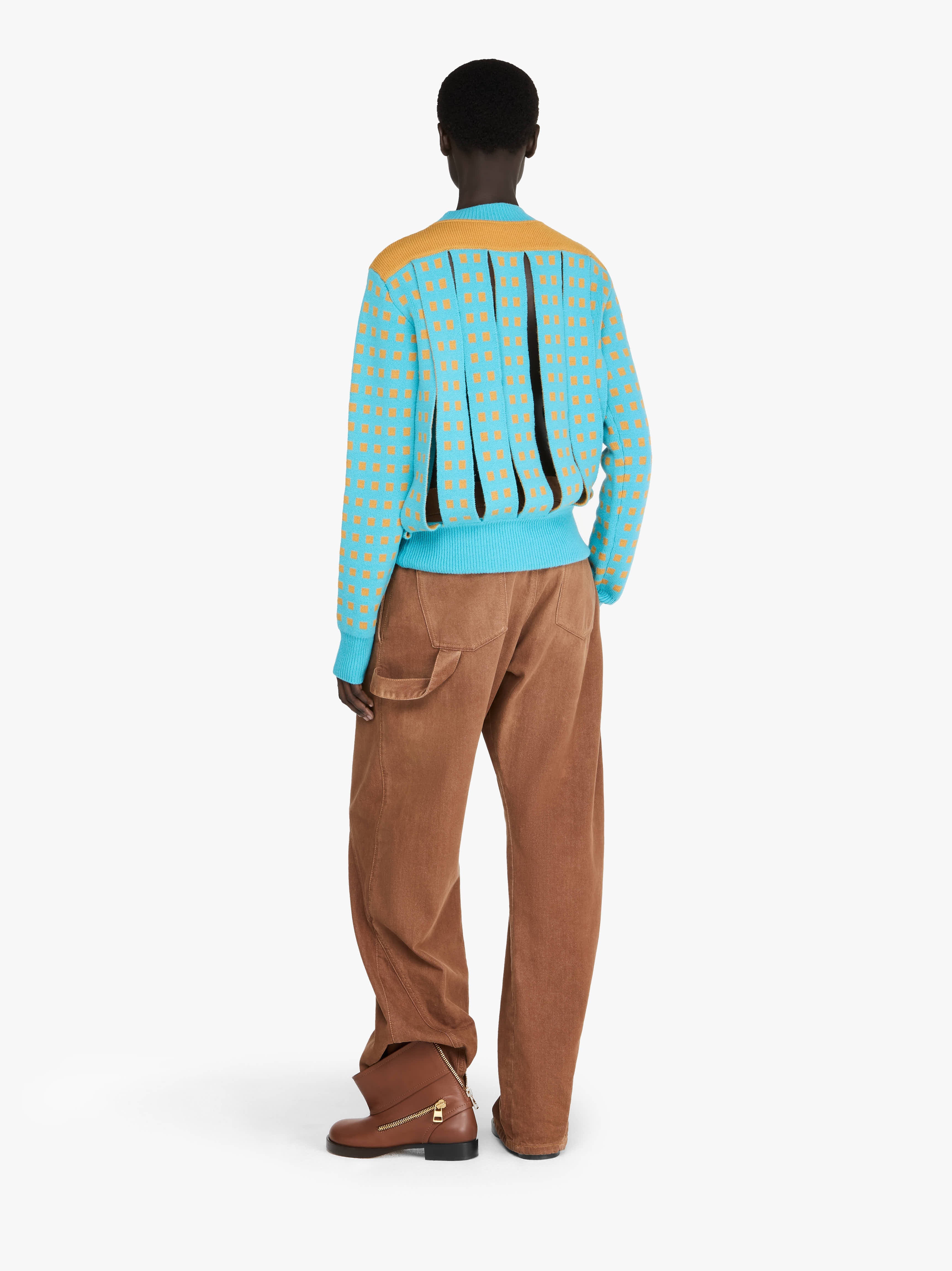 Jacquard Panel Slit Sweater for Women - Stylish Knit Pullover with Unique Design - Perfect for Casual Outfits, Office Wear, and Evening Looks