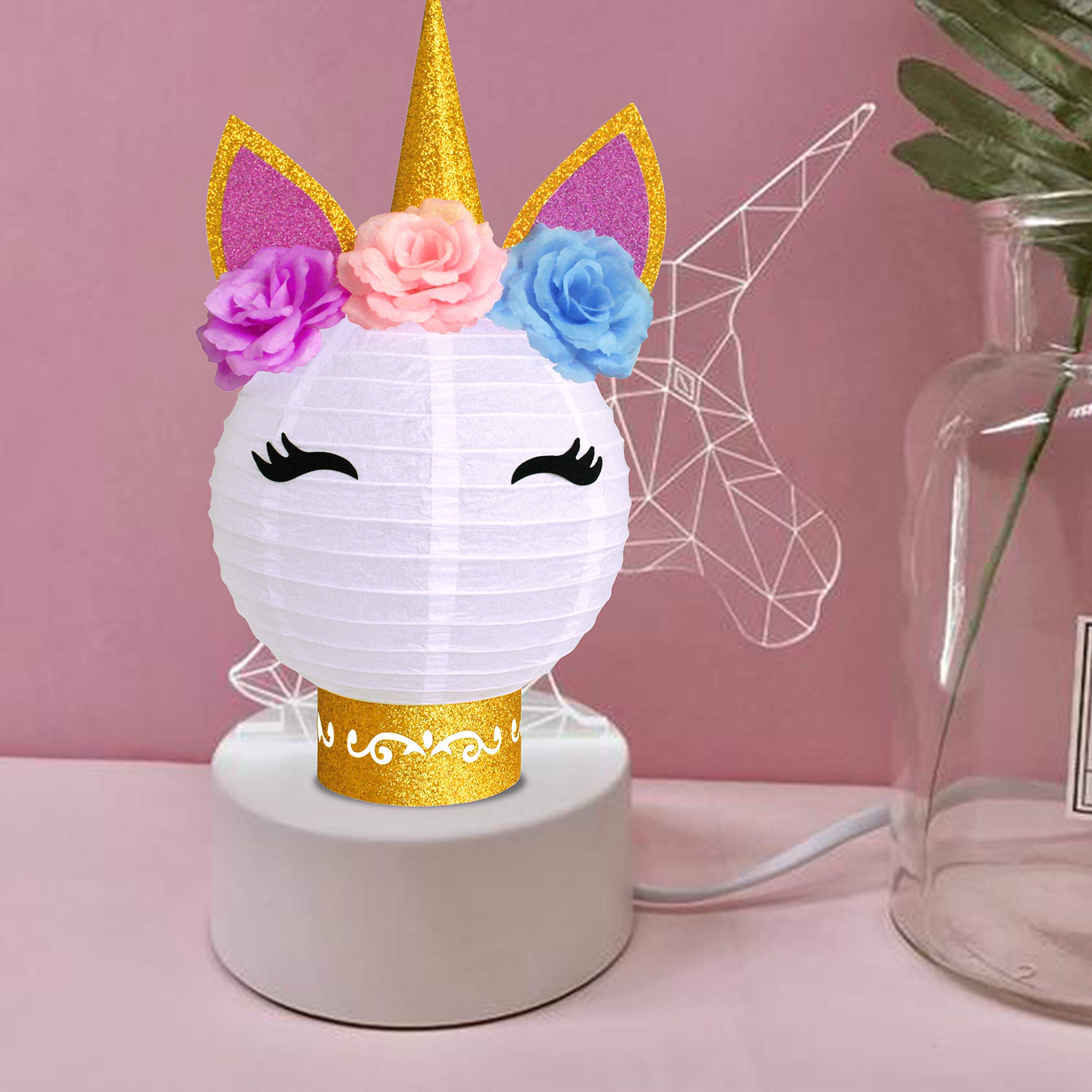 Gold Pink White Unicorn Paper Lanterns - Party Decorations for Birthday, Baby Shower & Wedding | Table Centerpieces, Ceiling & Room Decor | Perfect for Kids Parties, Bridal Showers & Festive Events