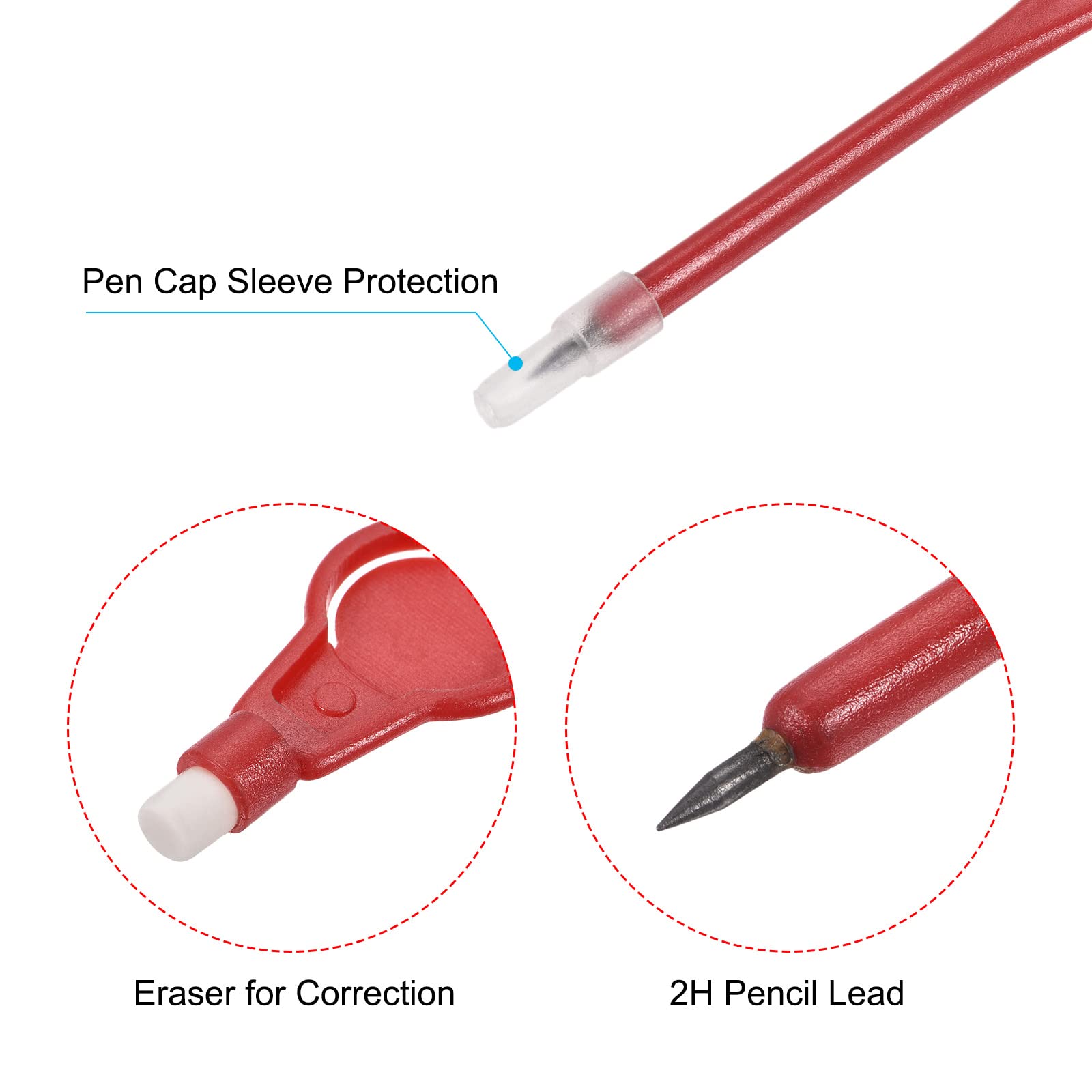 Golf Scoring Pencils 10-Pack with Eraser - 2H Plastic Markers for Sports & Meetings - Red