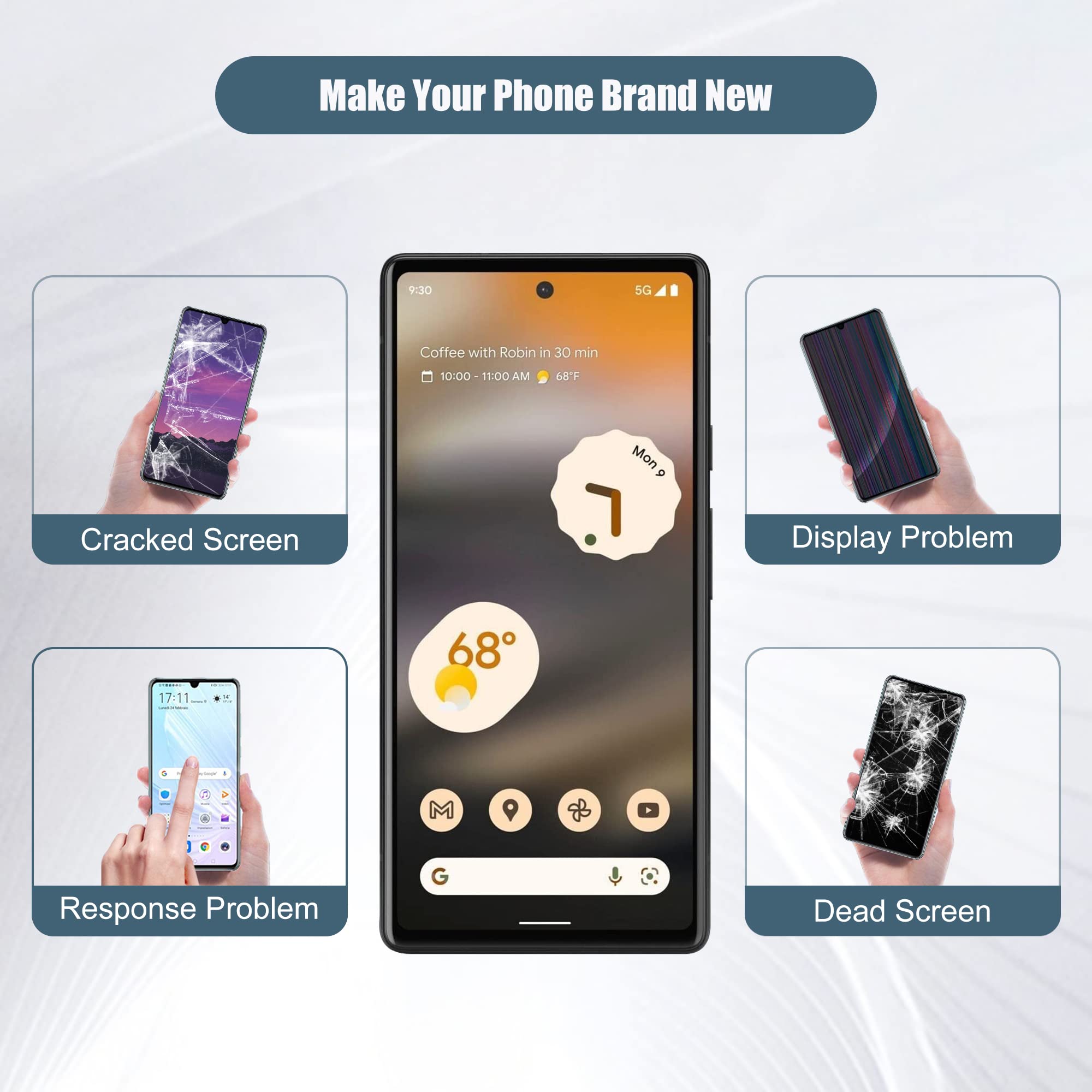 Original OLED Touch Screen Display for Google Pixel 6A GX7AS GB62Z G1AZG - 6.1
