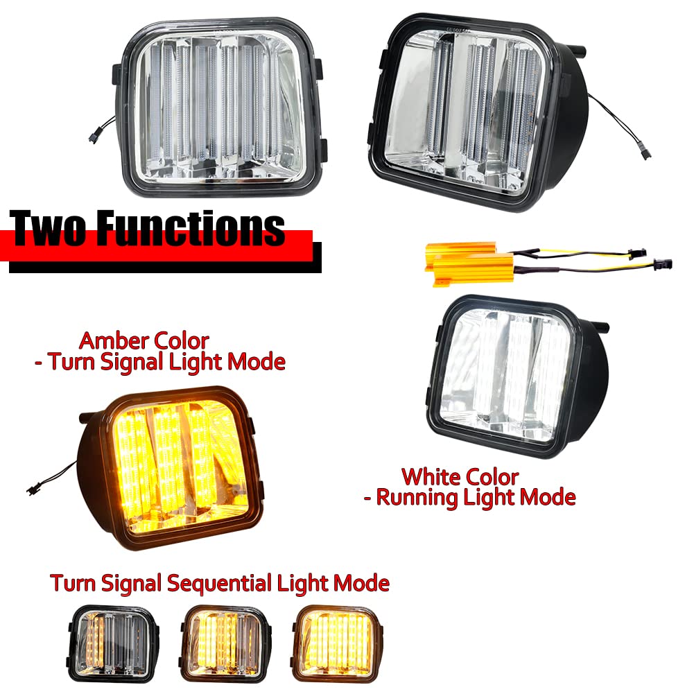 Clear Lens Switchback White/Amber Sequential LED Turn Signal Lights - Compatible with 2006-2010 Hummer H3 & H3T Front Bumper Corner Side Marker - Perfect for Off-Roading, Night Driving & Enhanced Visibility