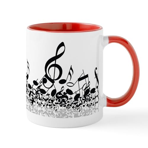 White/Red Inside - Music Notes Mug