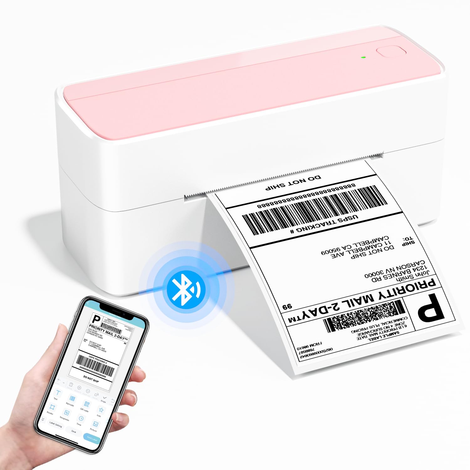 Phomemo 241BT 4x6 Bluetooth Thermal Label Printer for Shipping, Business & E-commerce – Compatible with UPS, Amazon, DHL, Shopify, eBay – Perfect for Warehouse, Retail & Home Office Use – Pink