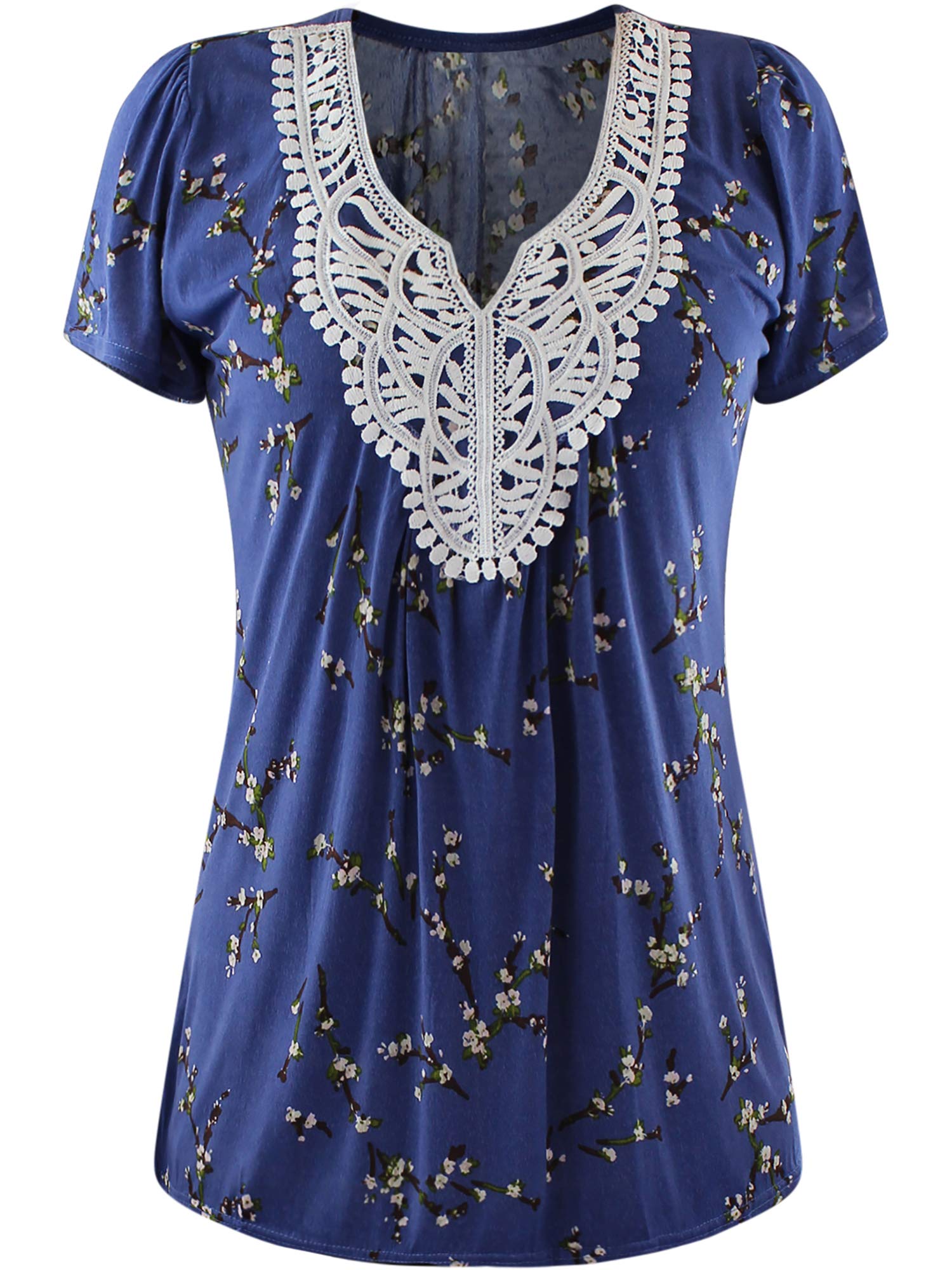Women's Floral Cropped Short Sleeve Crochet Top - Perfect for Summer Beach Outfits & Boho Chic Style