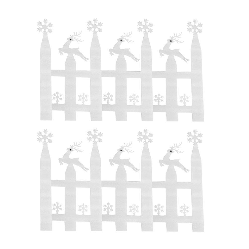PRETYZOOM 2-Pack Christmas Window Decorative Fence - Hollow Elk Design Fake Fence Ornaments with Pearl Cotton for Holiday Decor, Xmas Party, Shopping Mall Display & Home Decoration