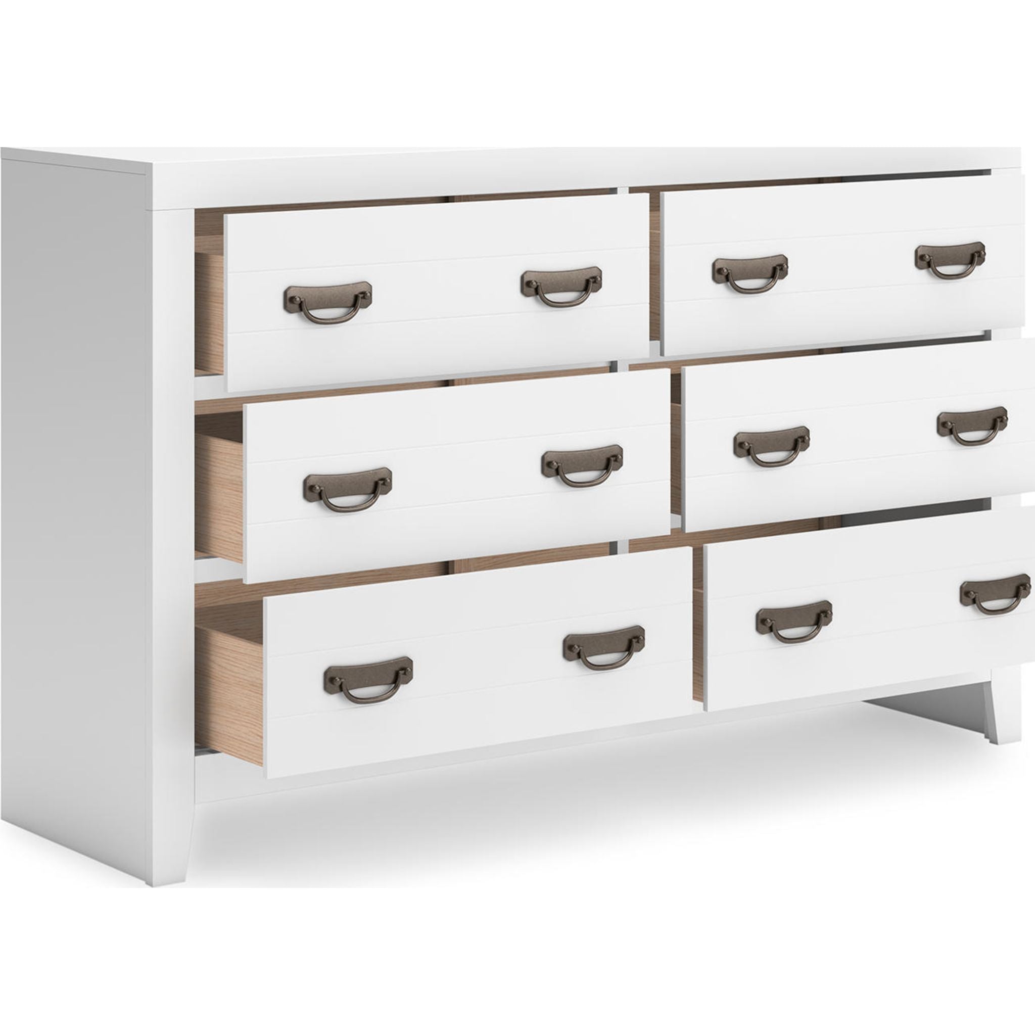 Binterglen White Dresser - Modern 6-Drawer Chest for Bedroom, Living Room & Office Storage | Solid Wood Furniture for Home Organization & Decor