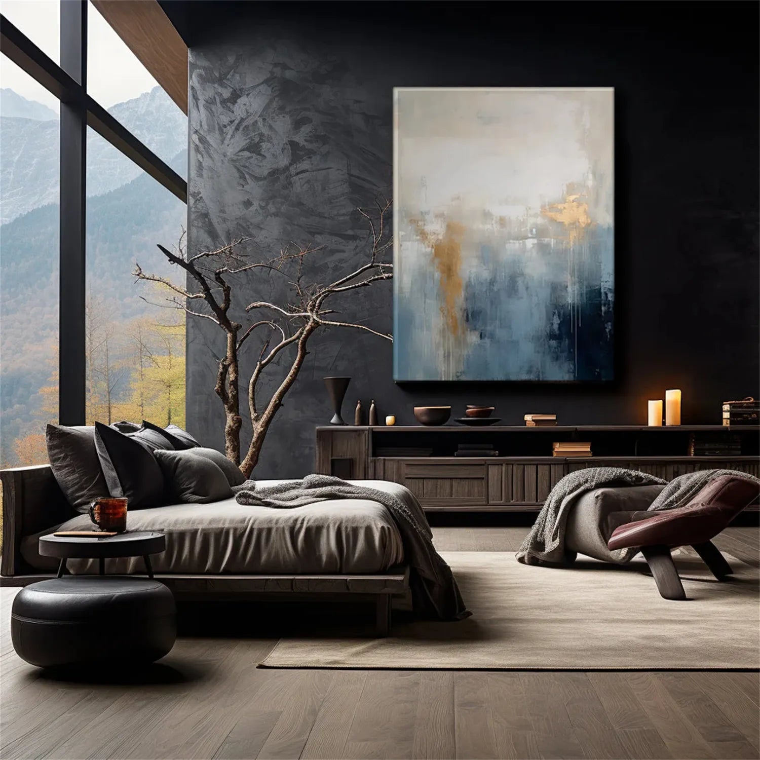 Custom Size Abstract Painting #AB 159 - Handmade Modern Wall Art for Living Room, Bedroom & Office Decor