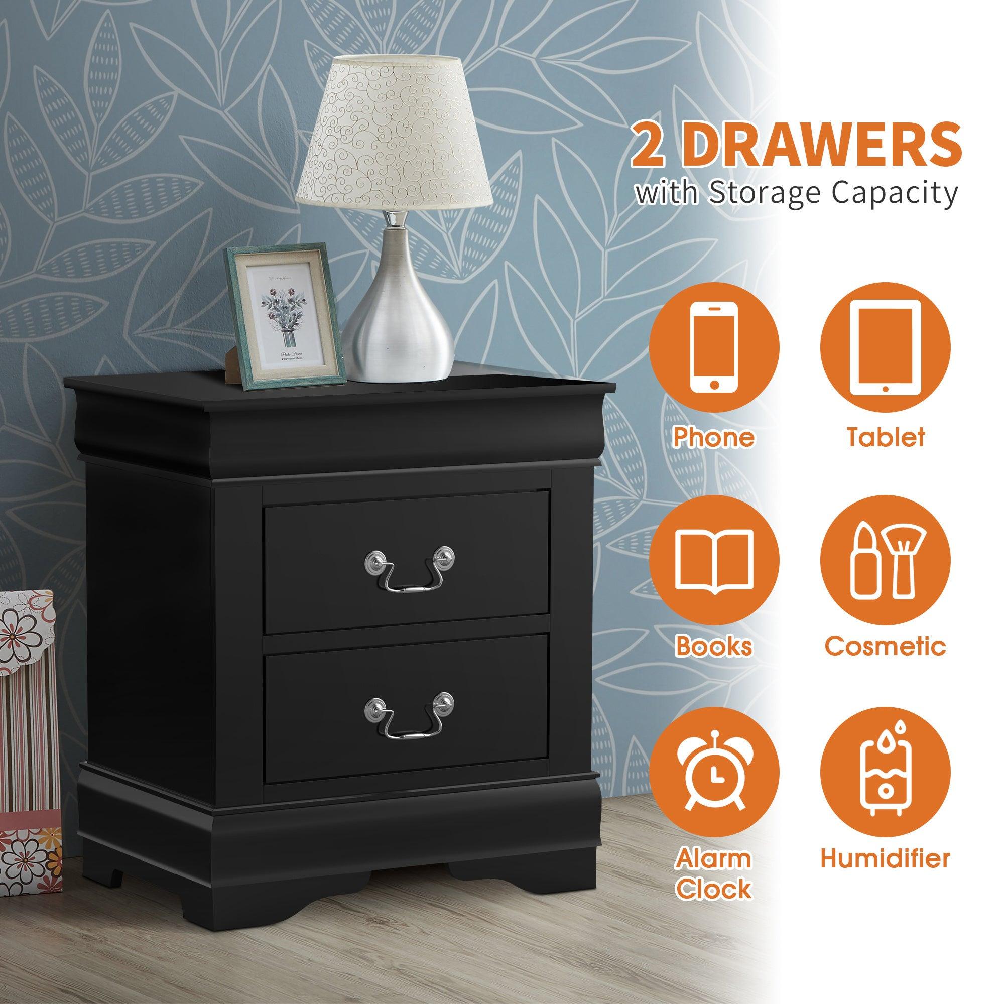 Louis Philippe Night Stand by Furniture of America - Elegant Bedside Table for Bedroom Decor, Storage & Organization