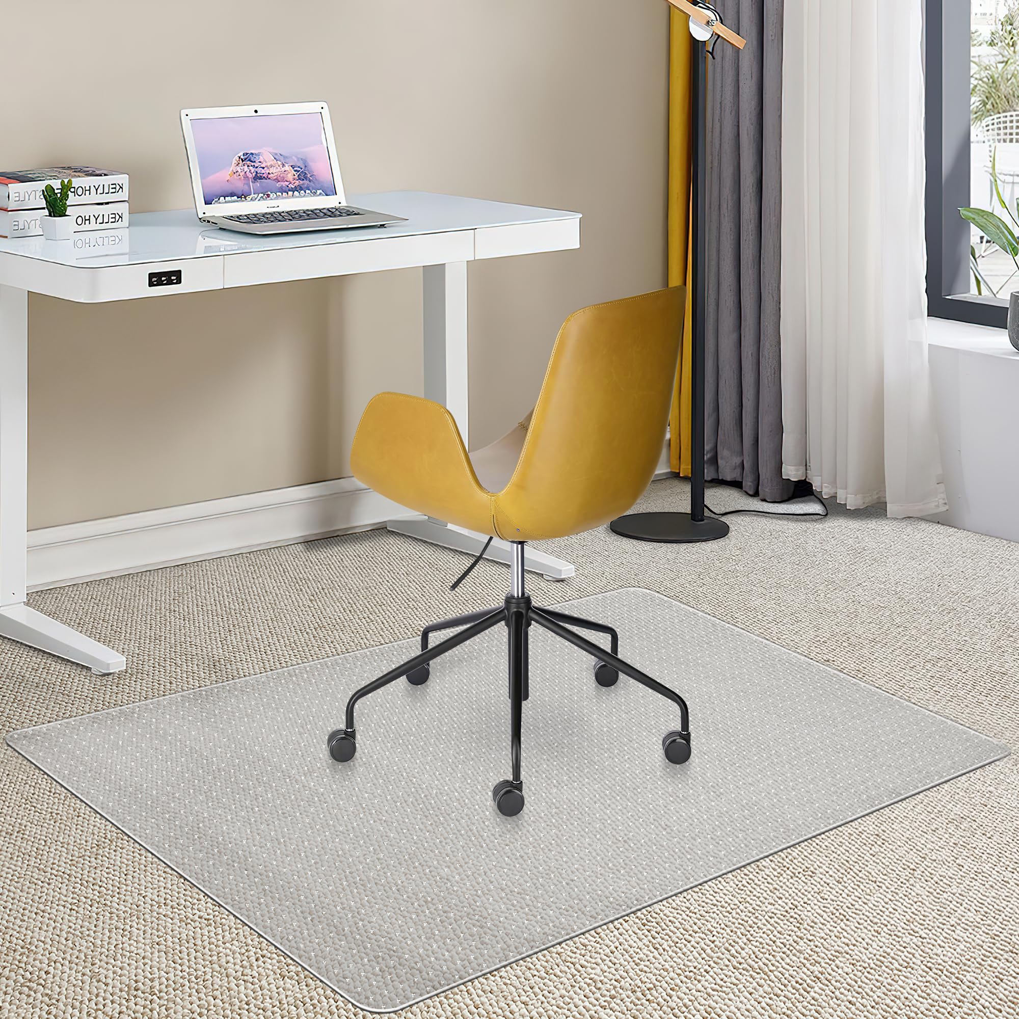 Premium Polycarbonate Office Chair Mat for Carpet Floors - Thick & Sturdy Desk Chair Mat Protector for Low Pile Carpets - 47